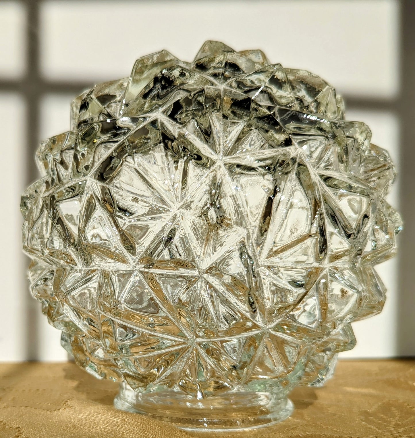 Vintage MCM Geometric Diamond Point Faceted Light Globe (Ceiling)