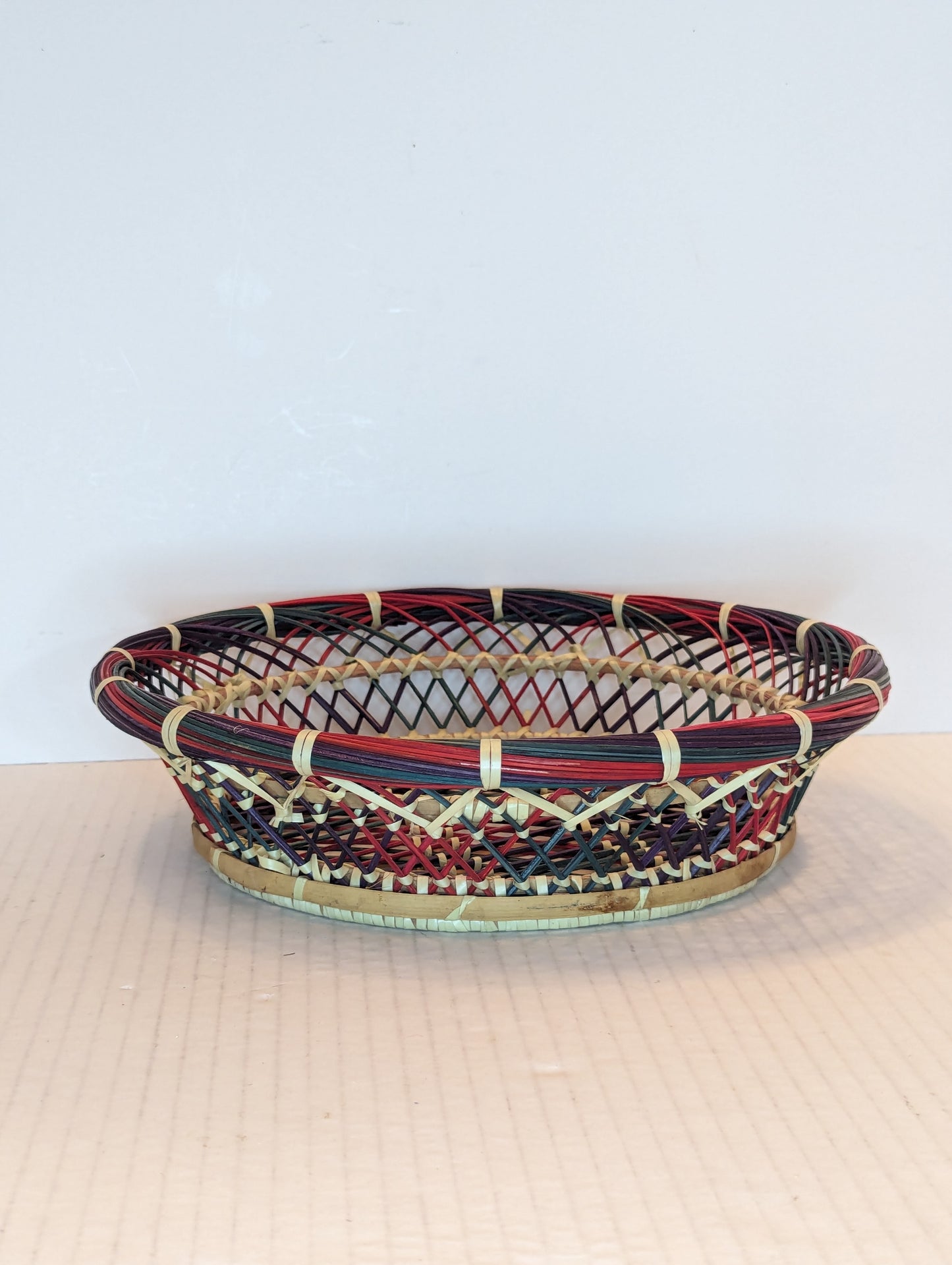 Hand Woven Rainbow Colored Basket
