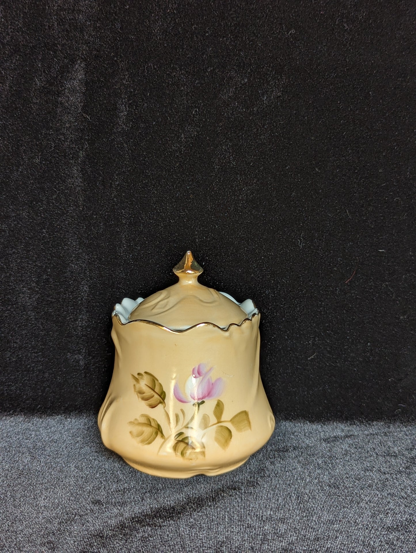 Lefton Heritage Brown Floral Jelly and Jam Pot