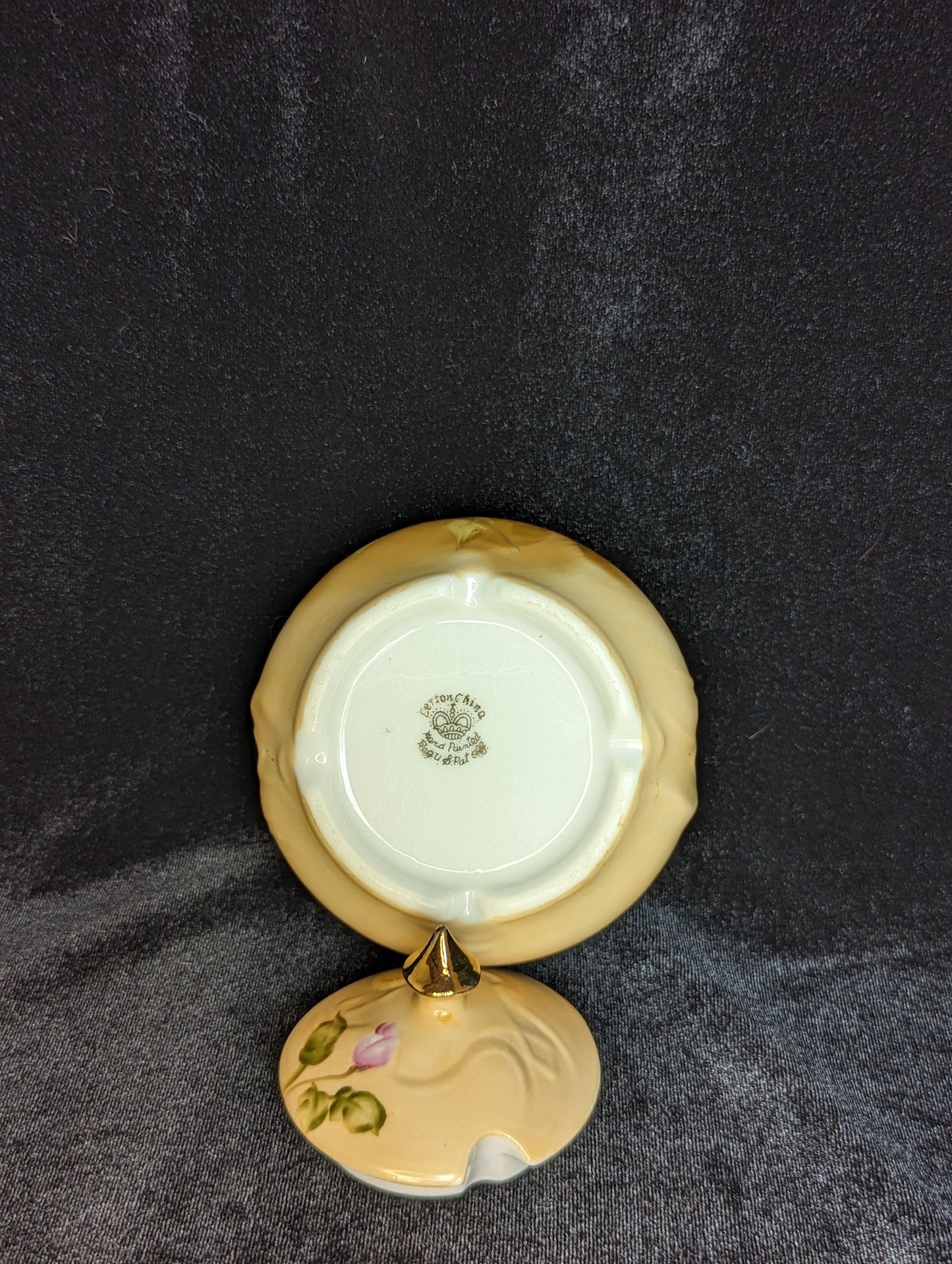 Lefton Heritage Brown Floral Jelly and Jam Pot