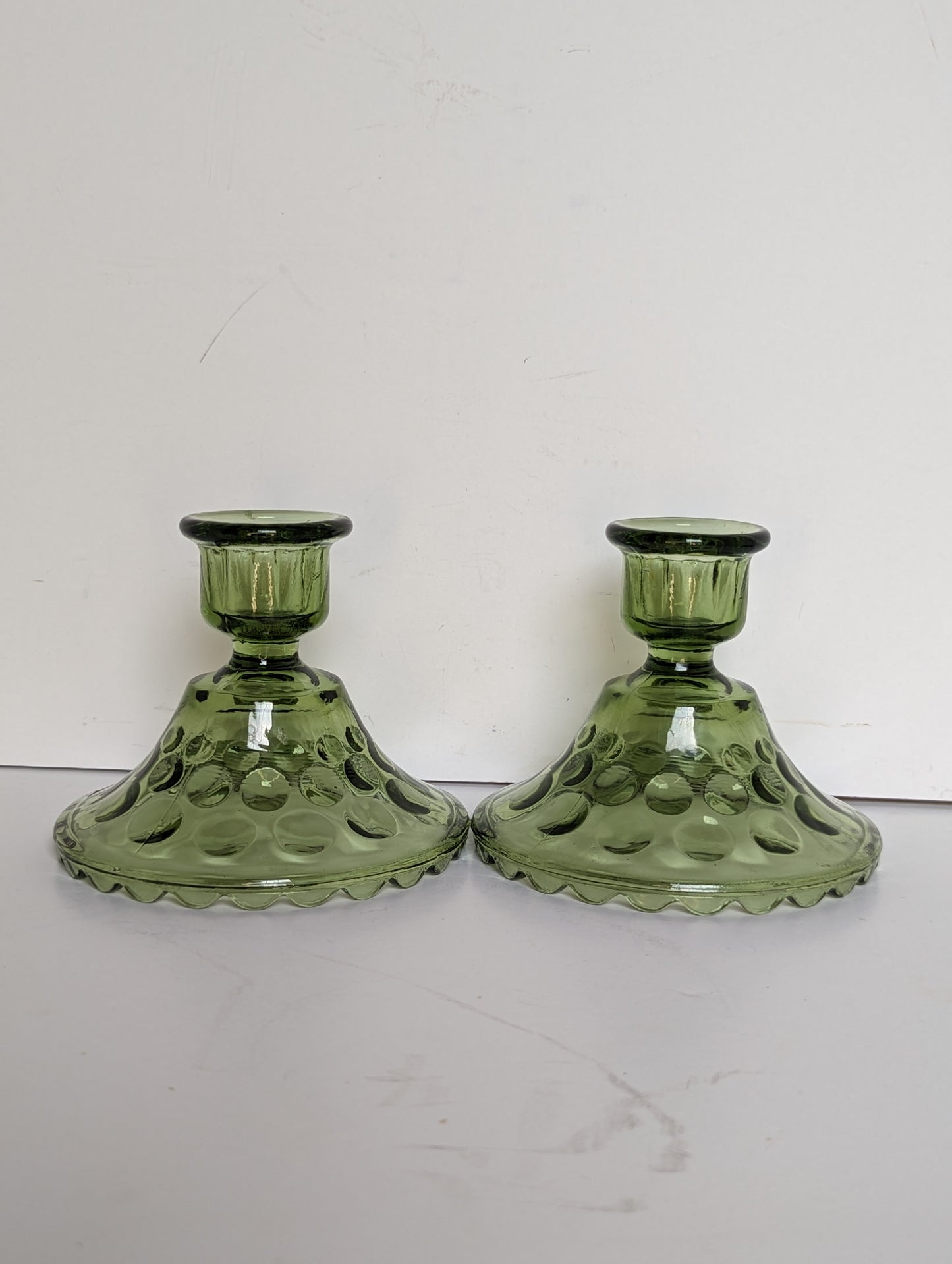 Hazel-Atlas Eldorado Green Candle Holders