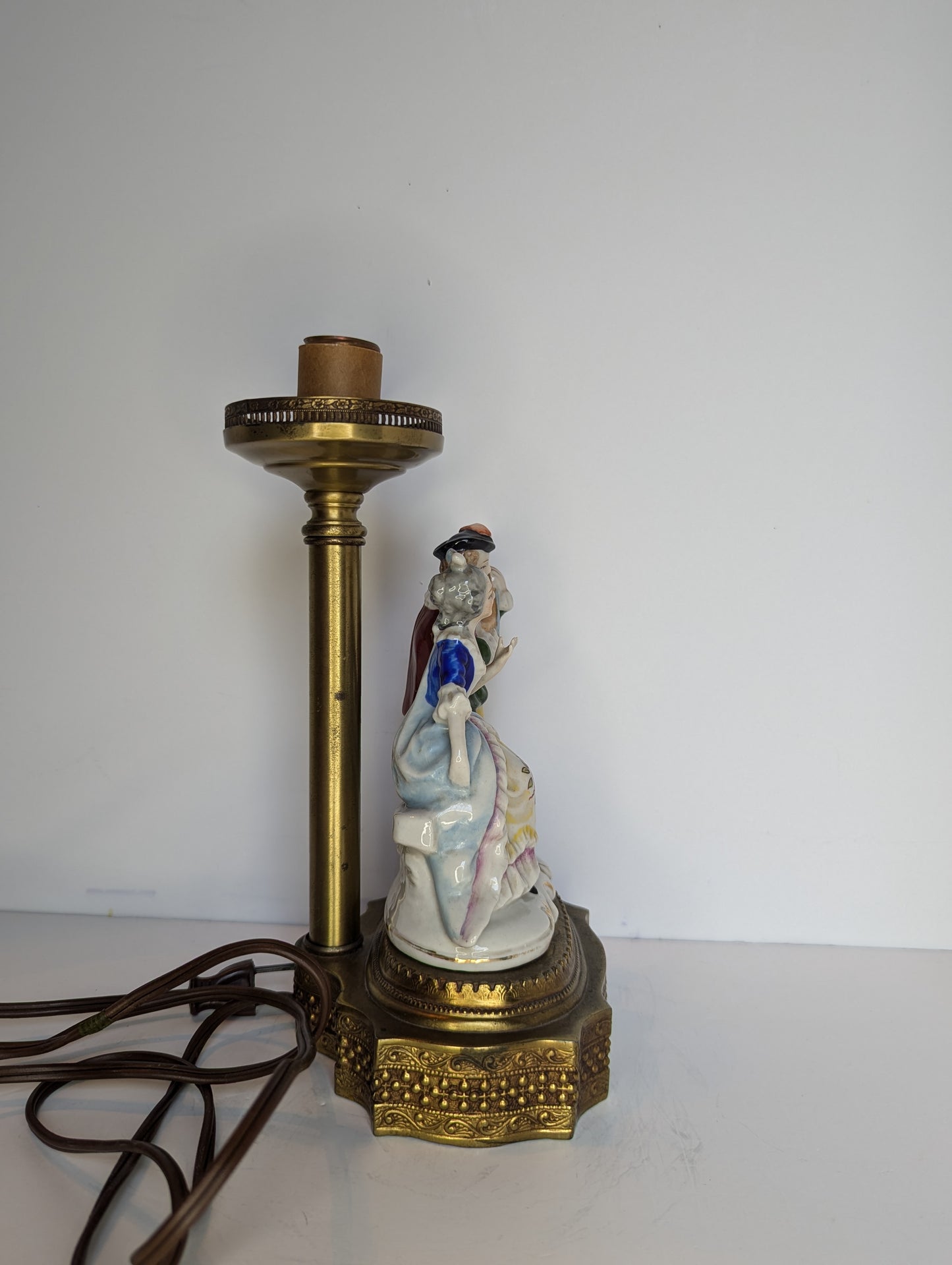 Porcelain Lamp, Colonial figurines, Courting Couple