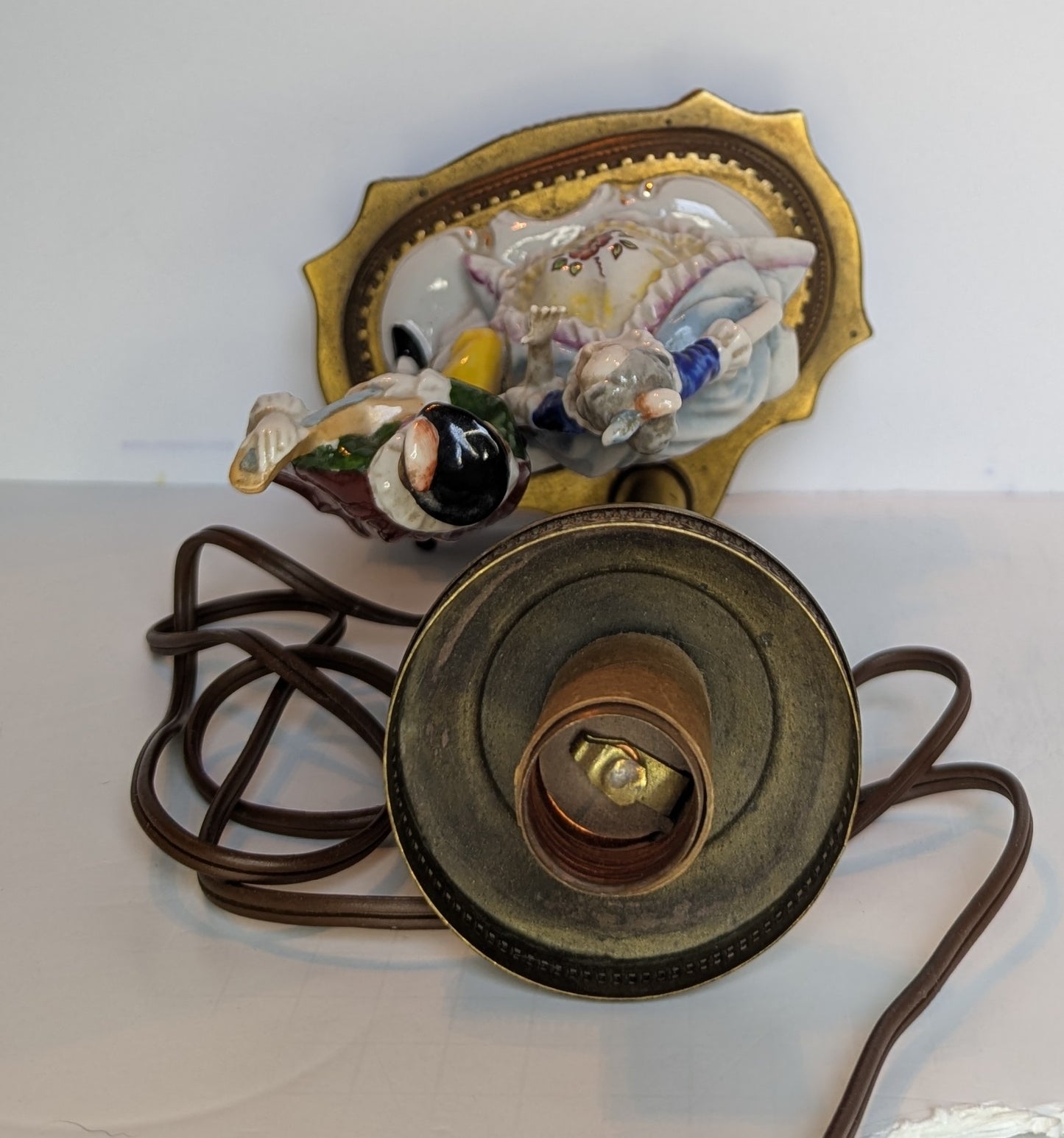 Porcelain Lamp, Colonial figurines, Courting Couple