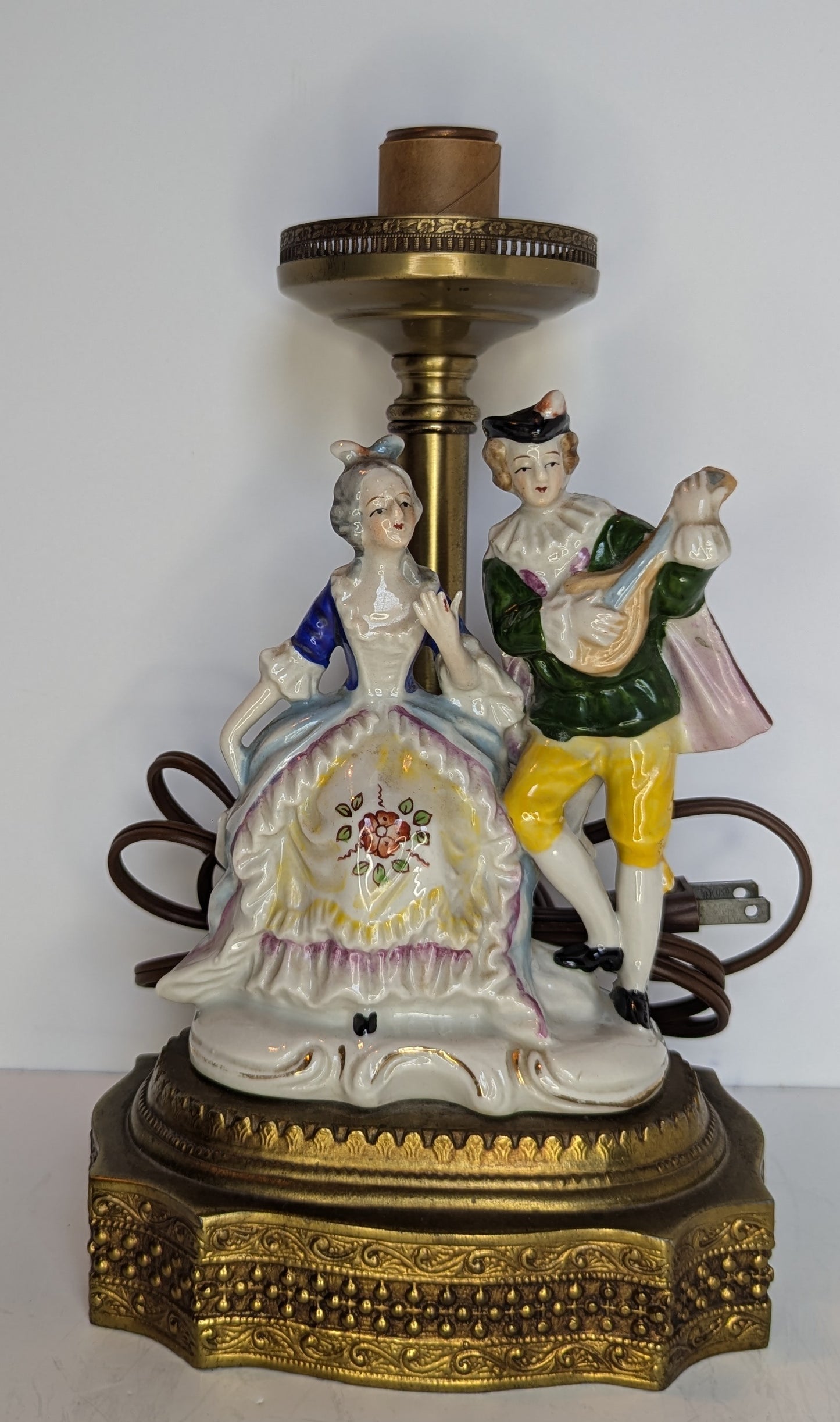 Porcelain Lamp, Colonial figurines, Courting Couple