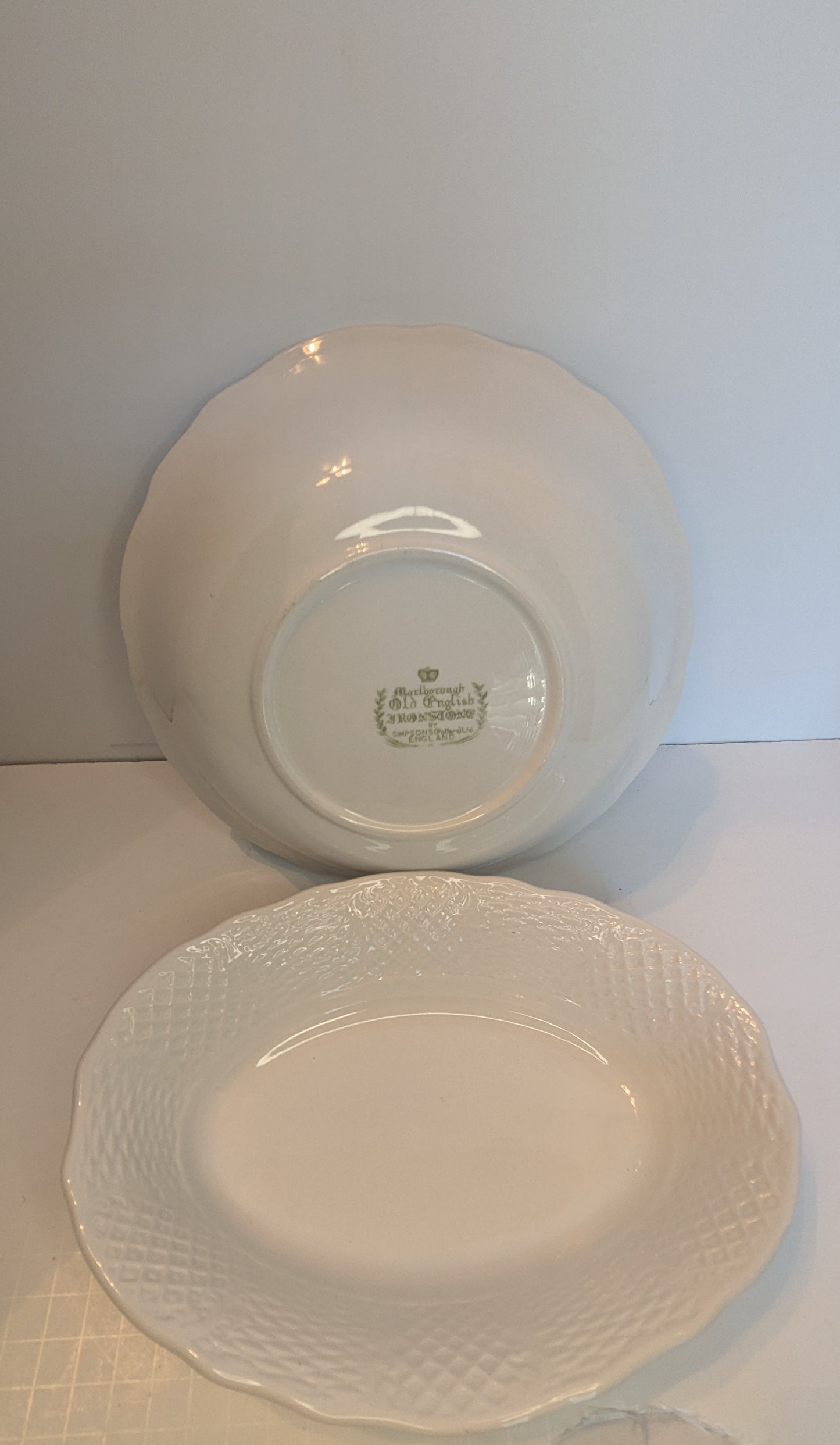 White Marlbarough Serving Bowls