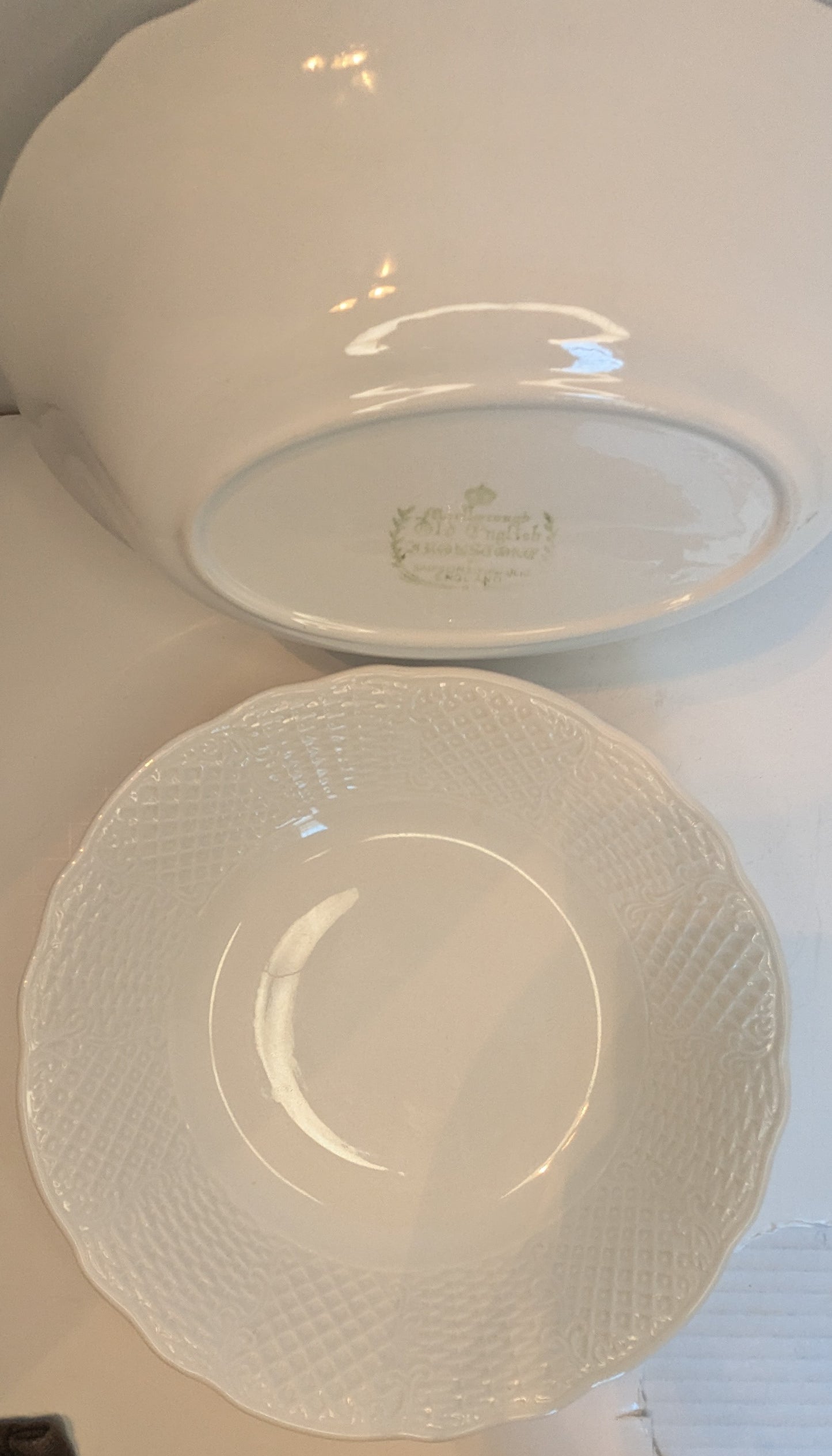 White Marlbarough Serving Bowls
