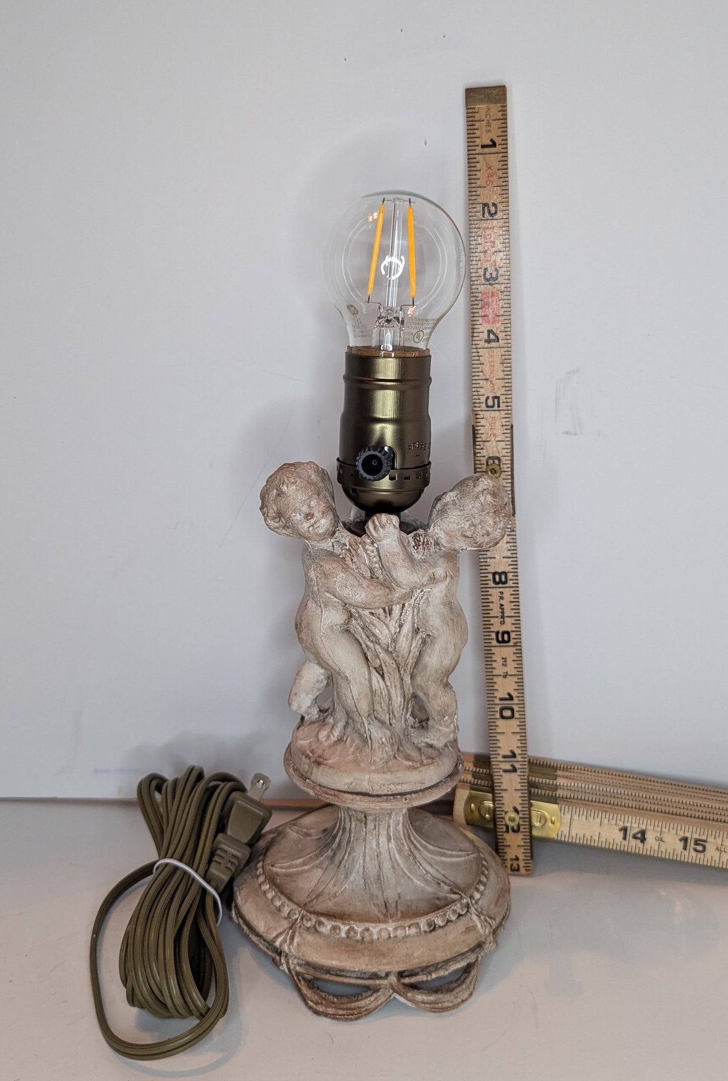 Vintage Cast Iron Lamp with Cherubs