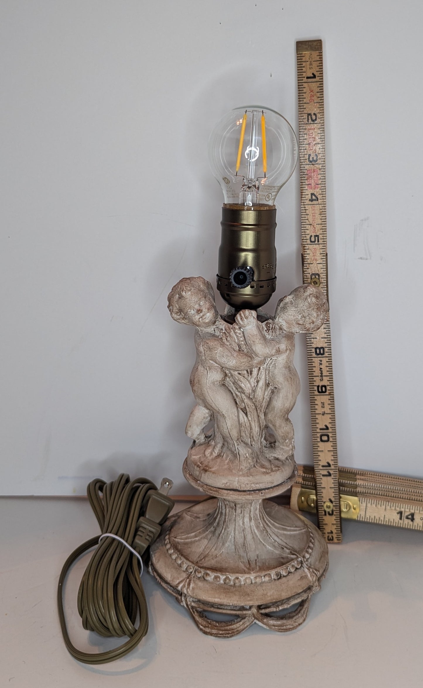 Vintage Cast Iron Lamp with Cherubs