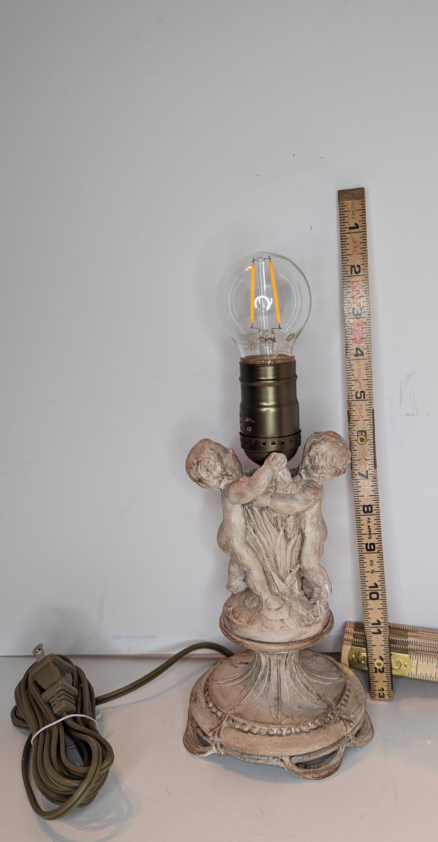 Vintage Cast Iron Lamp with Cherubs