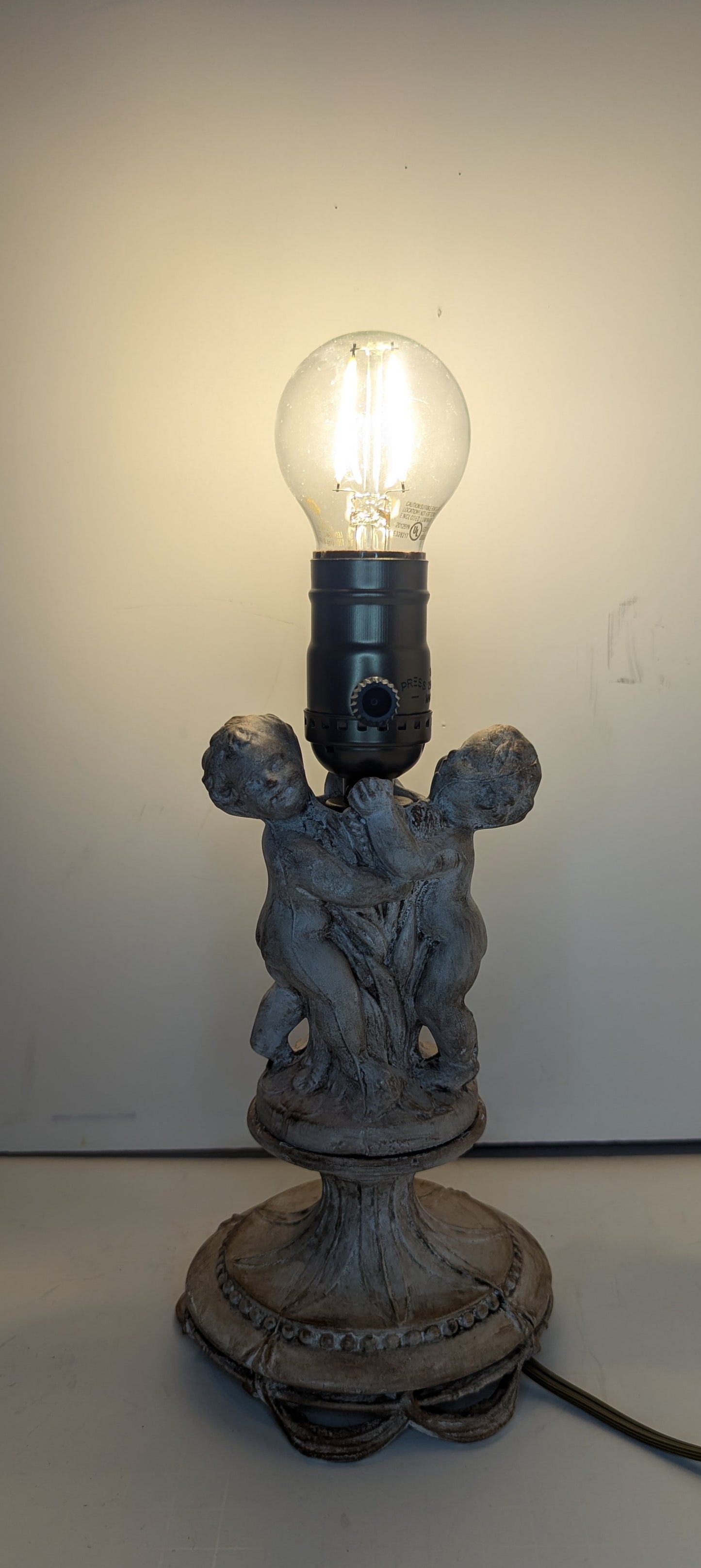 Vintage Cast Iron Lamp with Cherubs