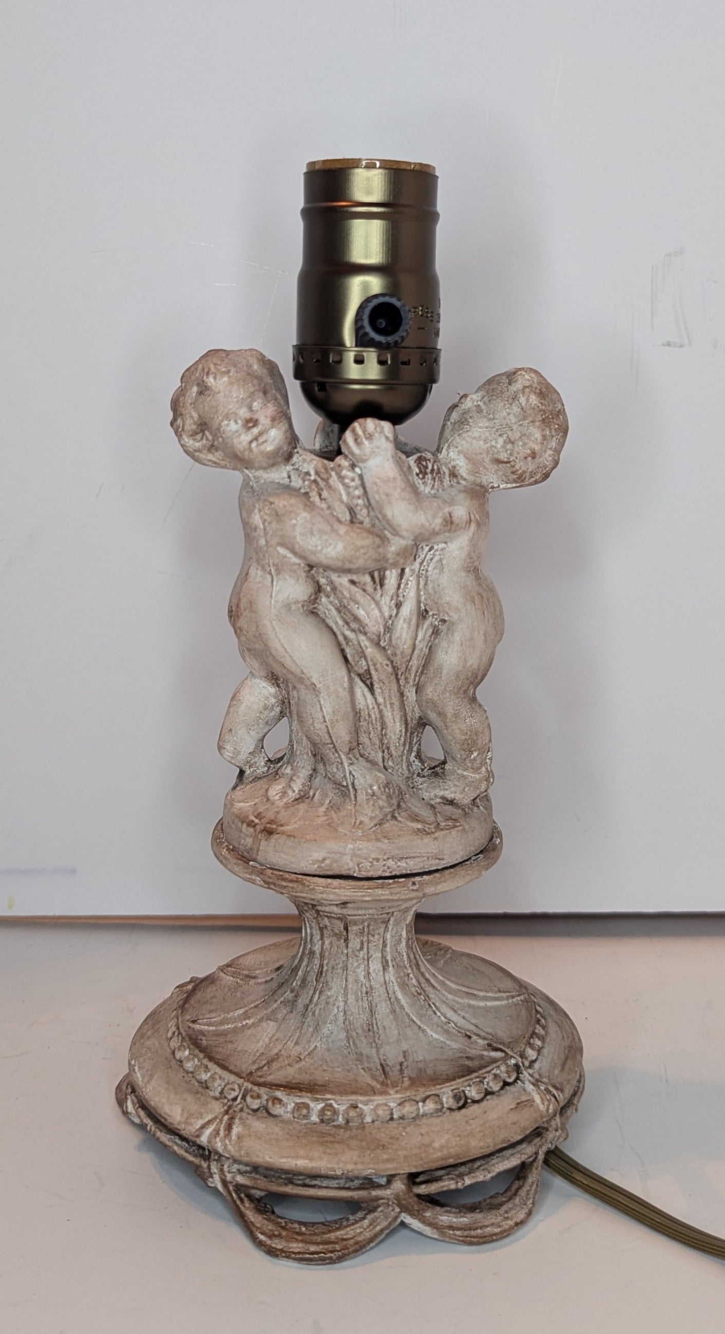 Vintage Cast Iron Lamp with Cherubs
