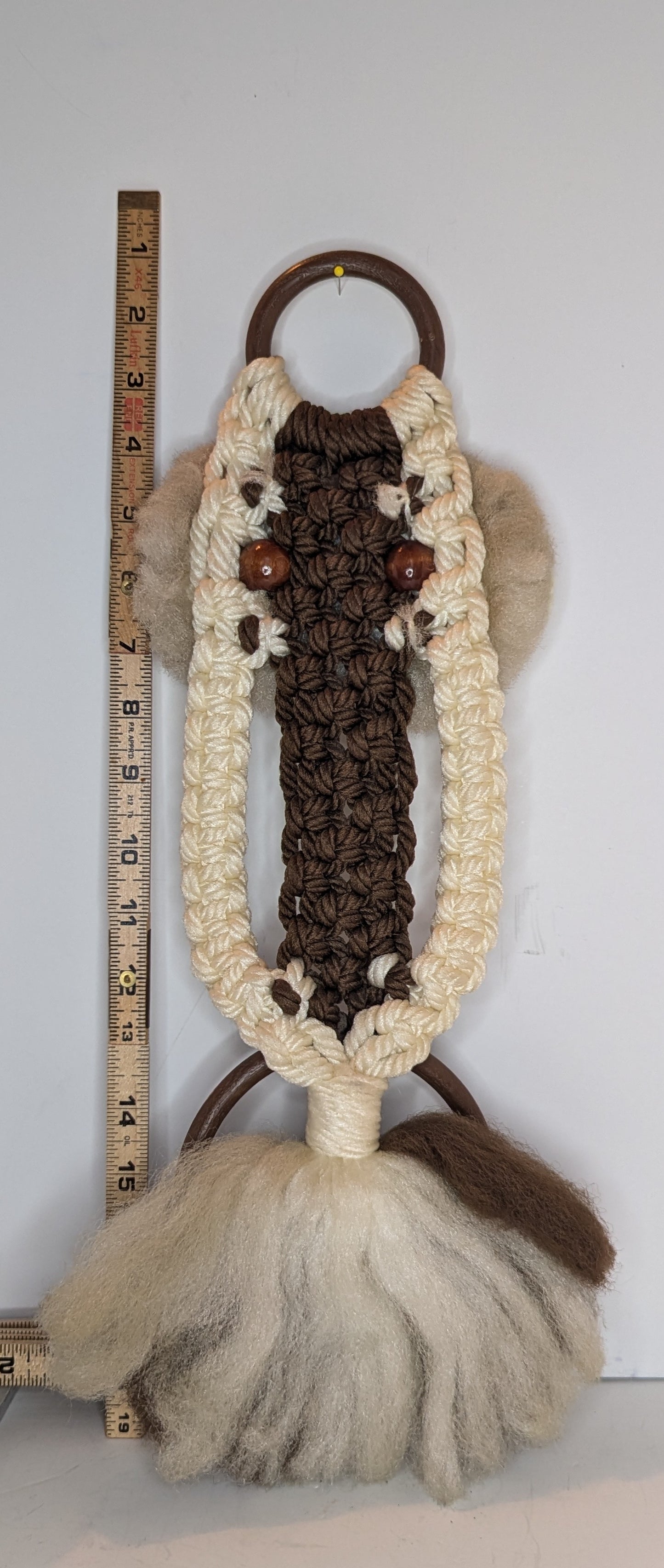 Vintage Macrame Owl Hand Towel Holder