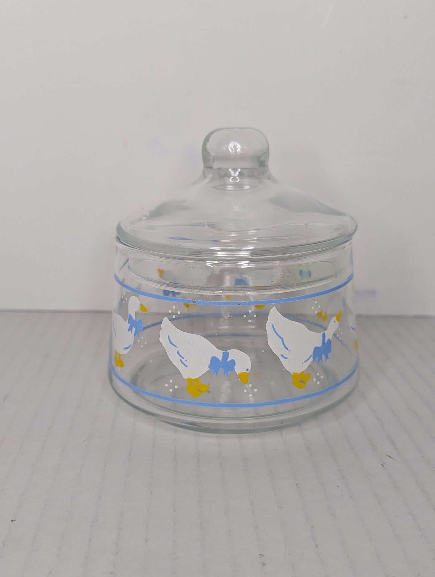 Glass Container, Country Geese by Libbey or Anchor Hocking Farm Country