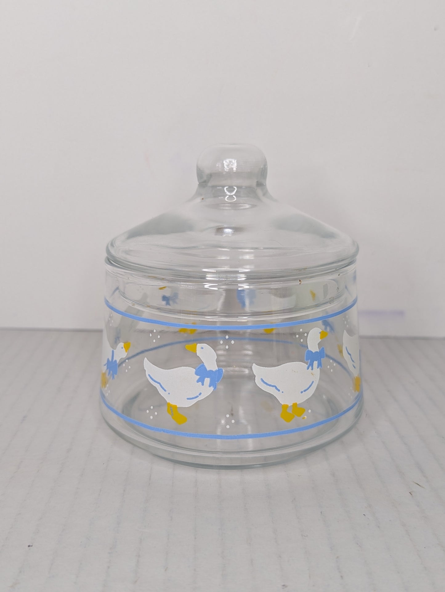 Glass Container, Country Geese by Libbey or Anchor Hocking Farm Country