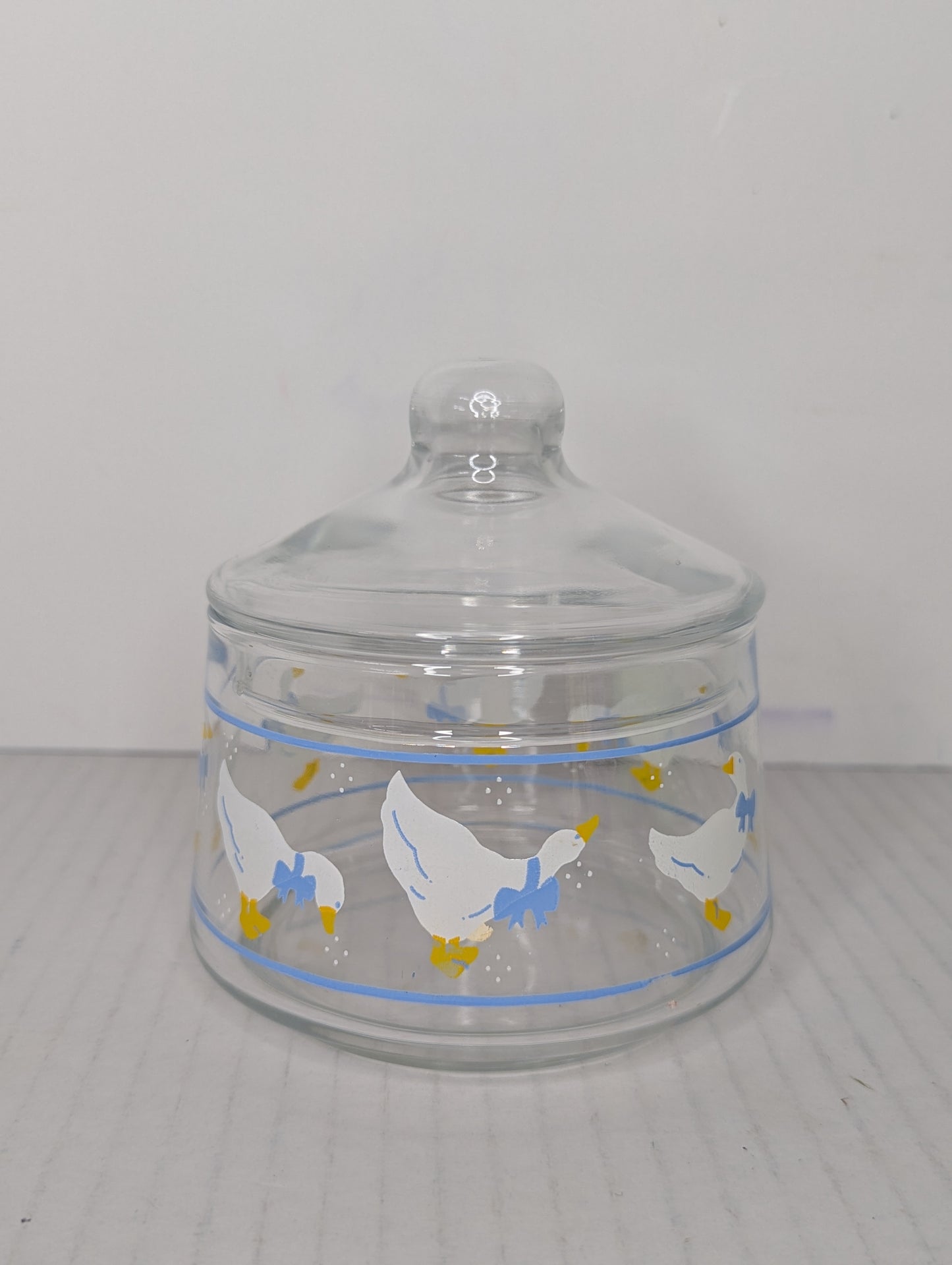 Glass Container, Country Geese by Libbey or Anchor Hocking Farm Country