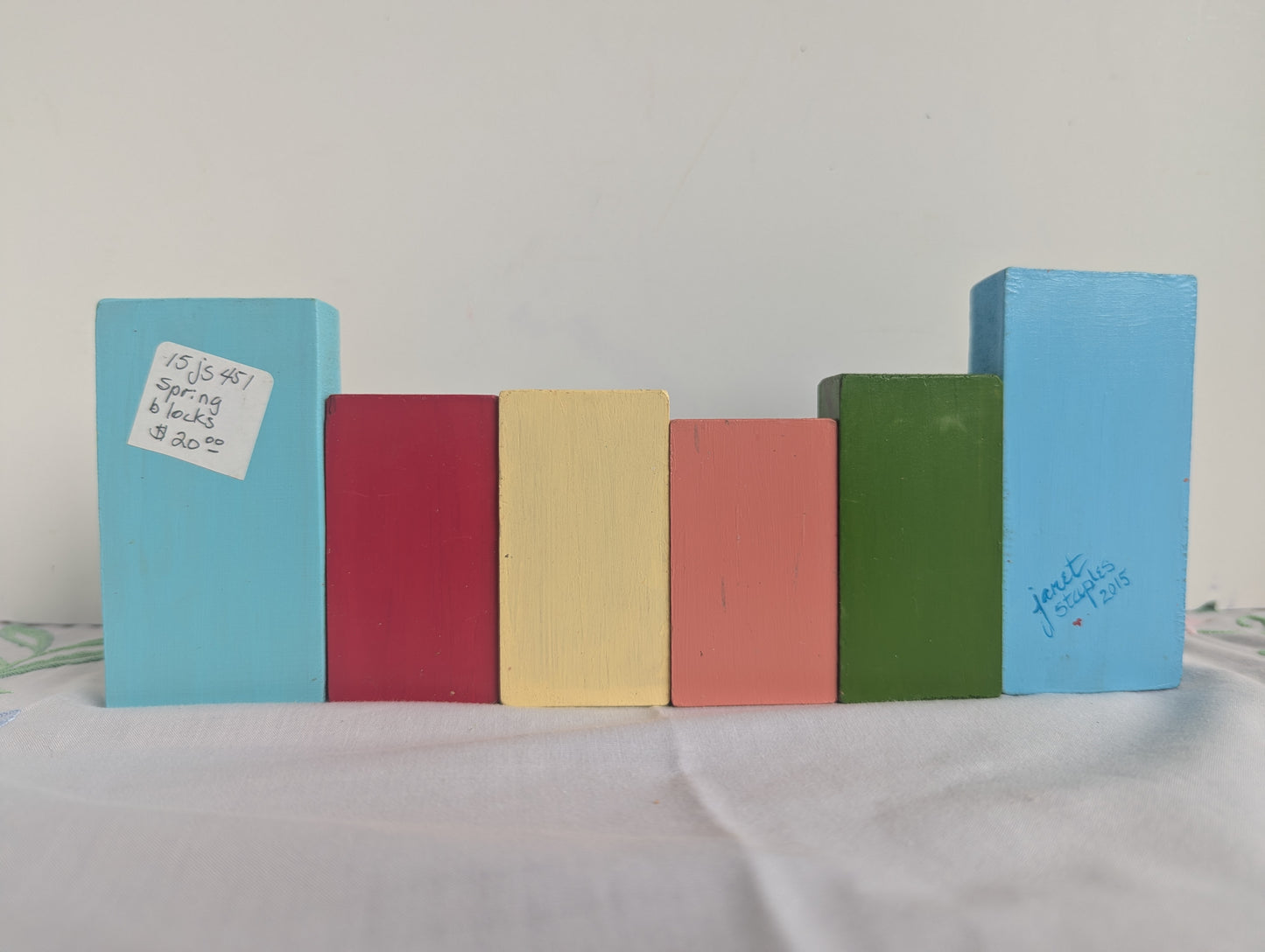 Janet Staples 2015 Wooden Blocks Spring Sign