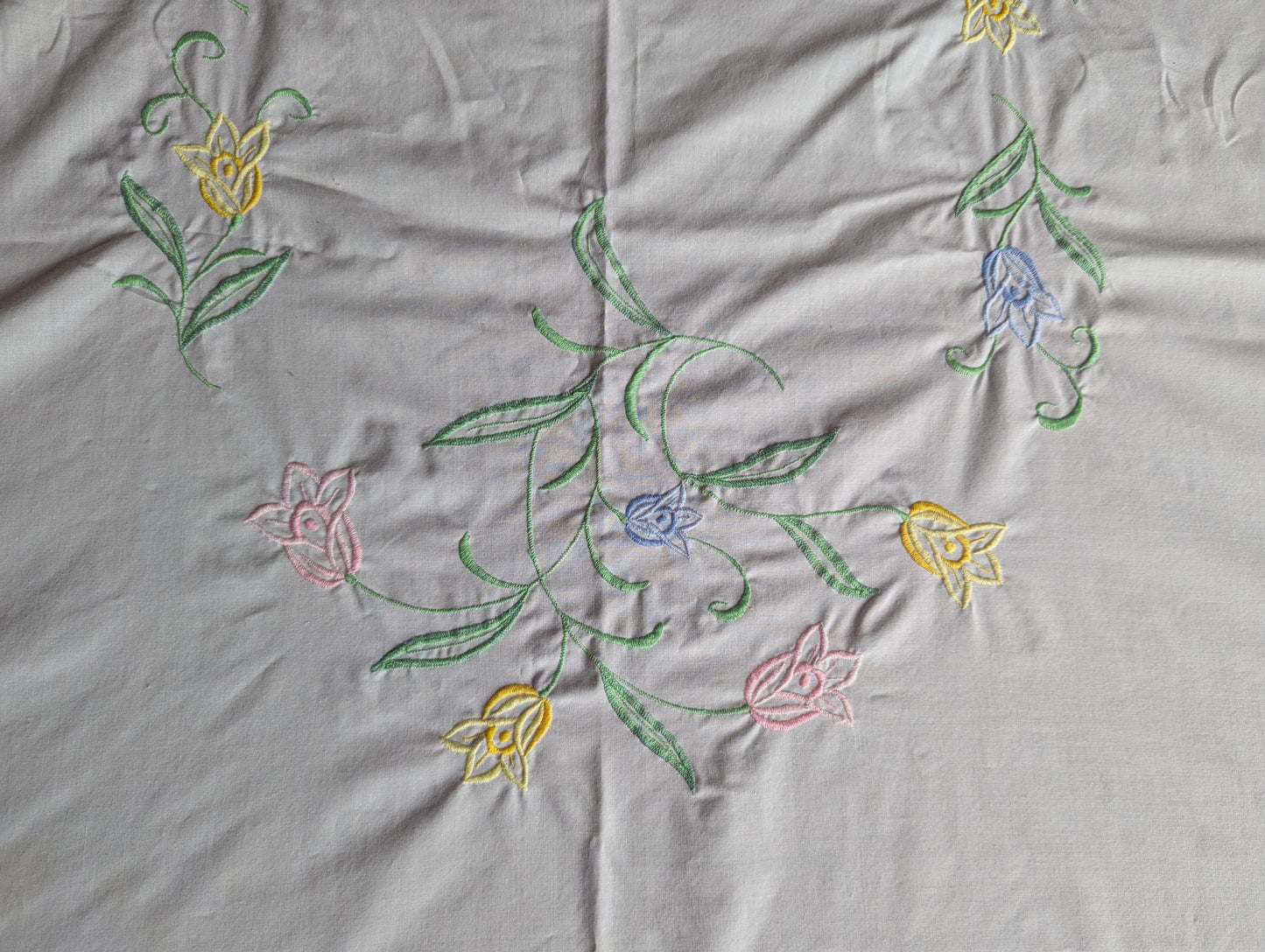Handmade, Hand Embroidered White Tablecloth