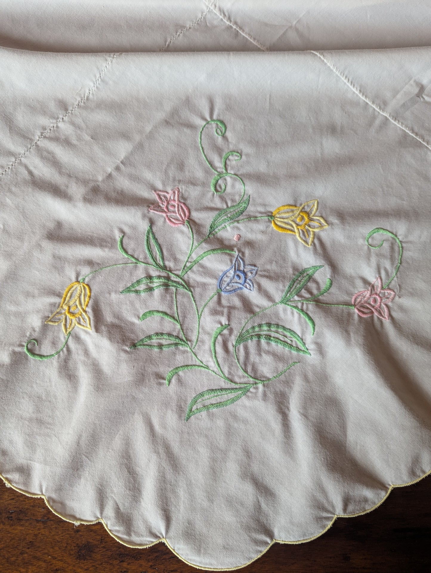 Handmade, Hand Embroidered White Tablecloth