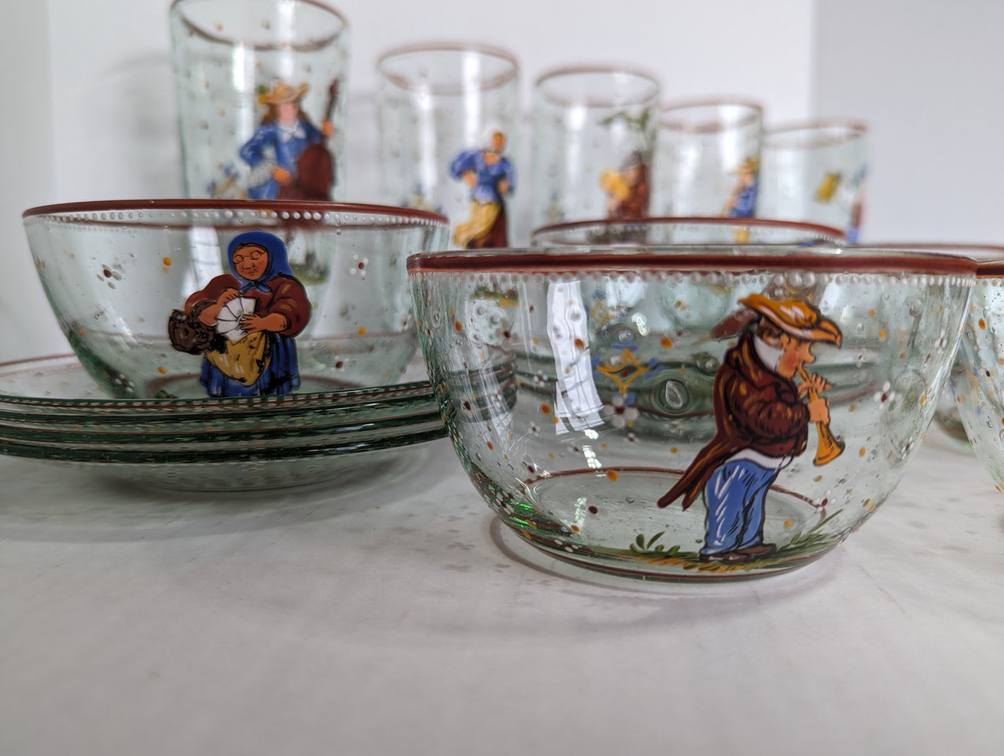 Antique Rare Bohemia Czechoslovakia Peasant Dishes circa 1800's