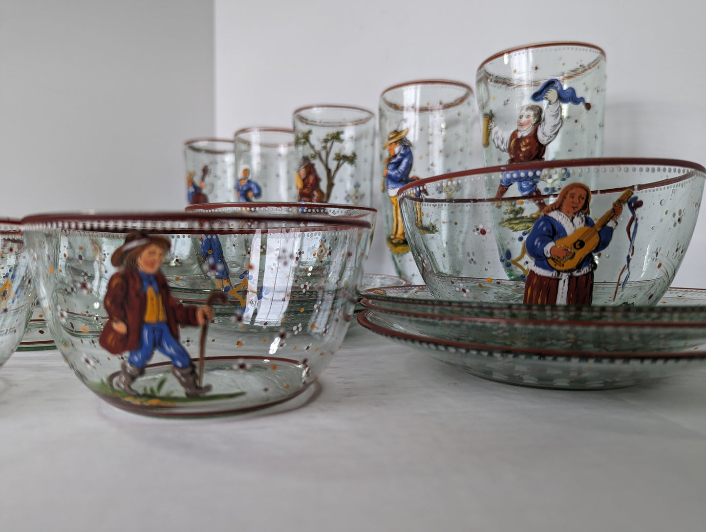 Antique Rare Bohemia Czechoslovakia Peasant Dishes circa 1800's