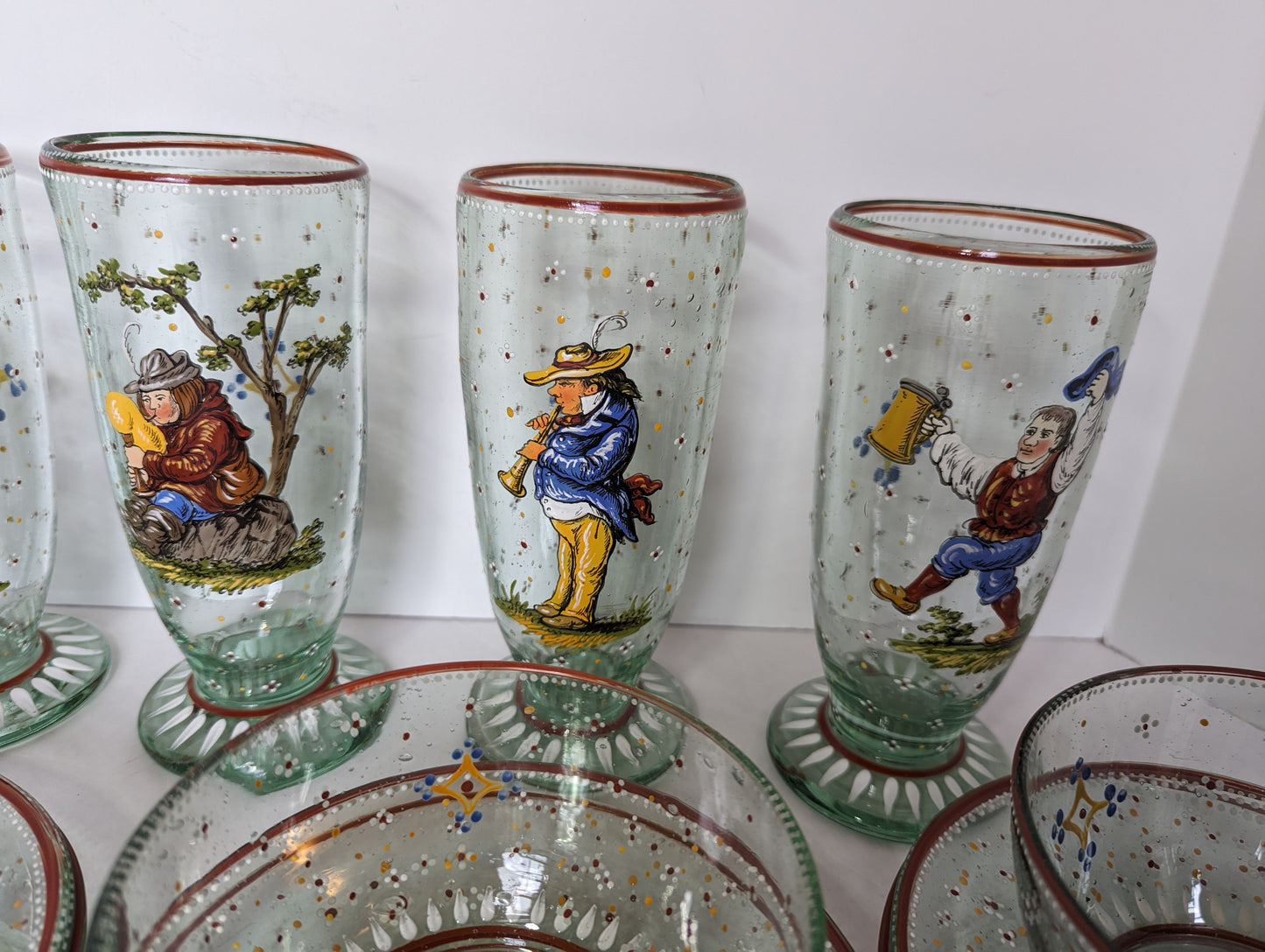 Antique Rare Bohemia Czechoslovakia Peasant Dishes circa 1800's