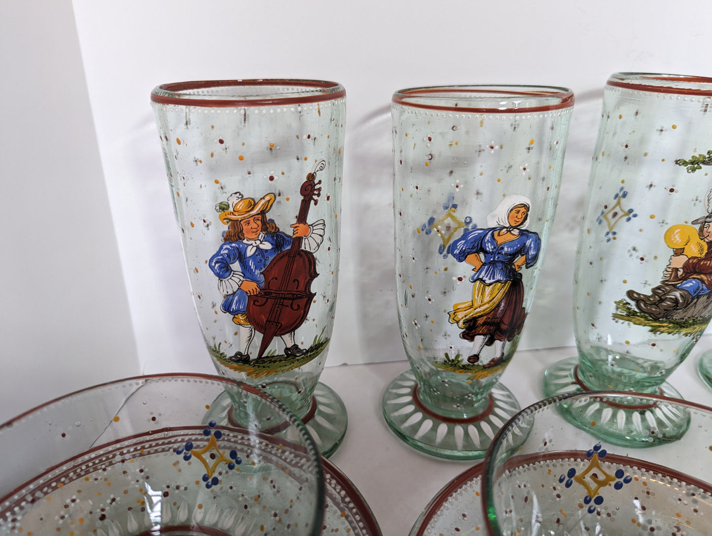 Antique Rare Bohemia Czechoslovakia Peasant Dishes circa 1800's