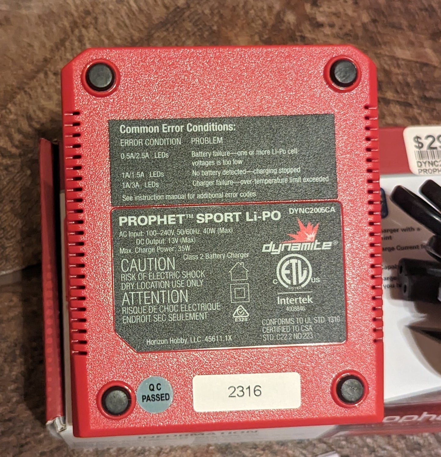 Prophet Sport Li-Pro Battery Charger IOB