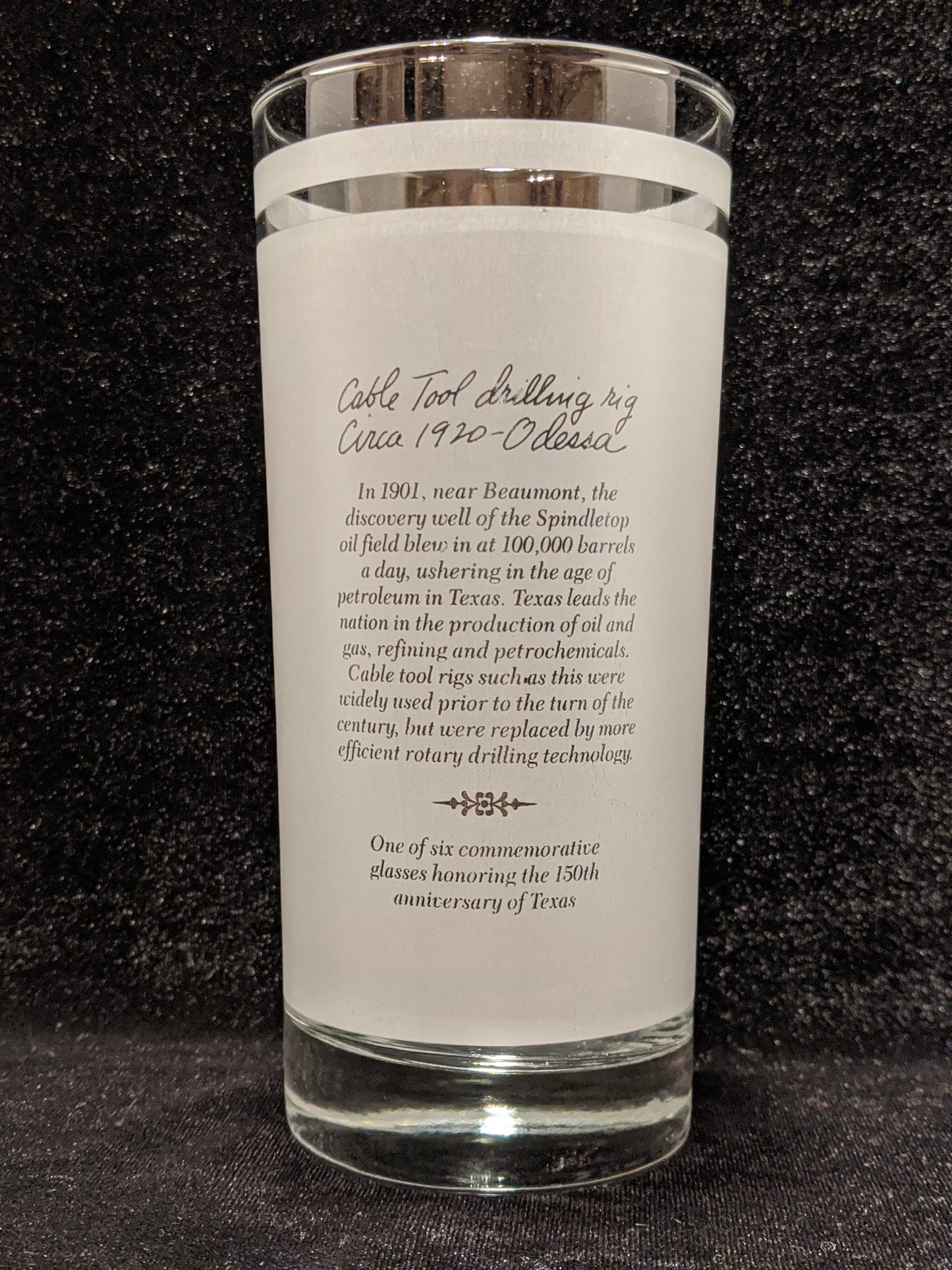 Cable Tool Drilling Rig, "150th Anniversary of Texas" Glasses 1986, 1 of 5