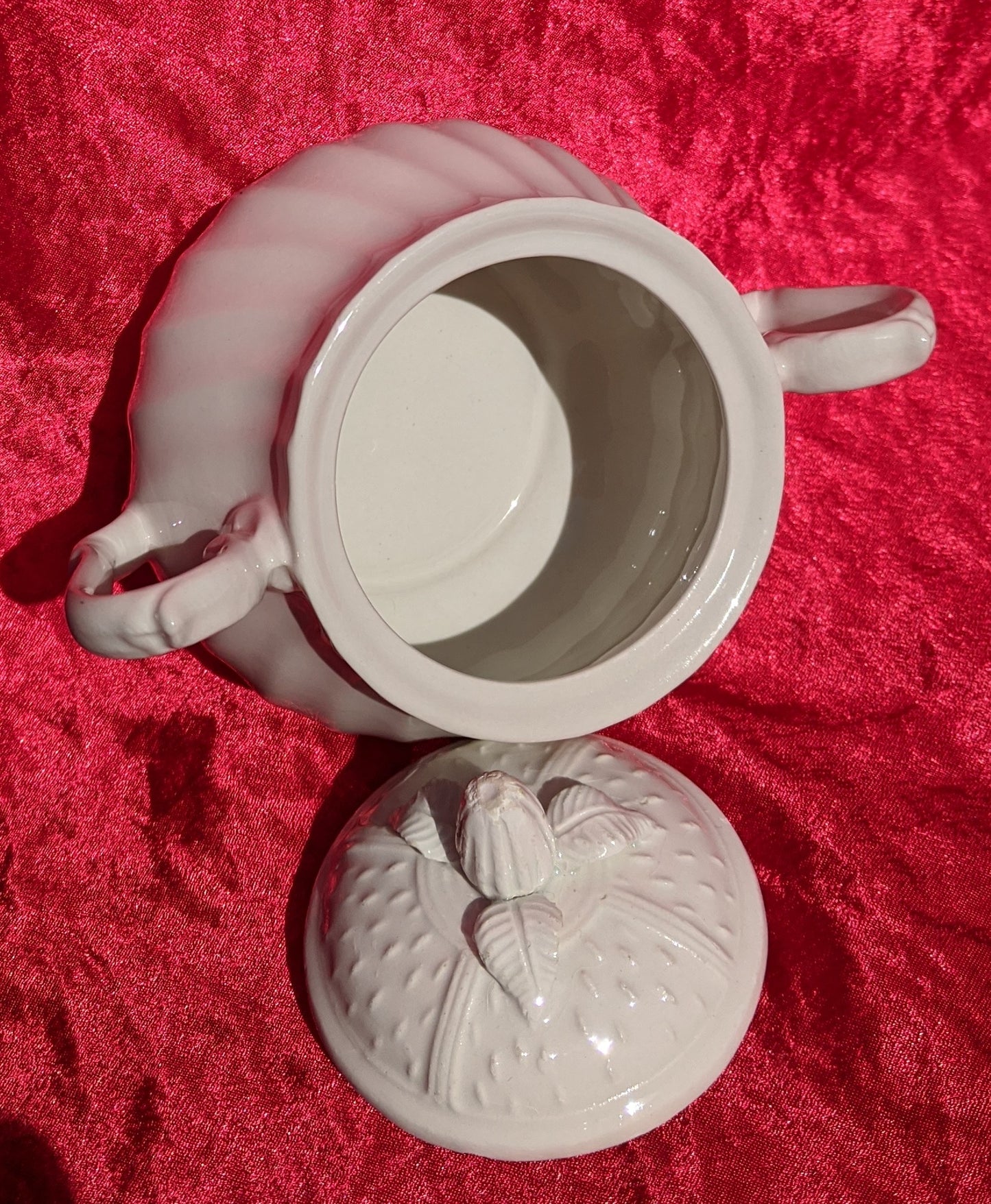 White Stoneware Sugar Dish with Lid