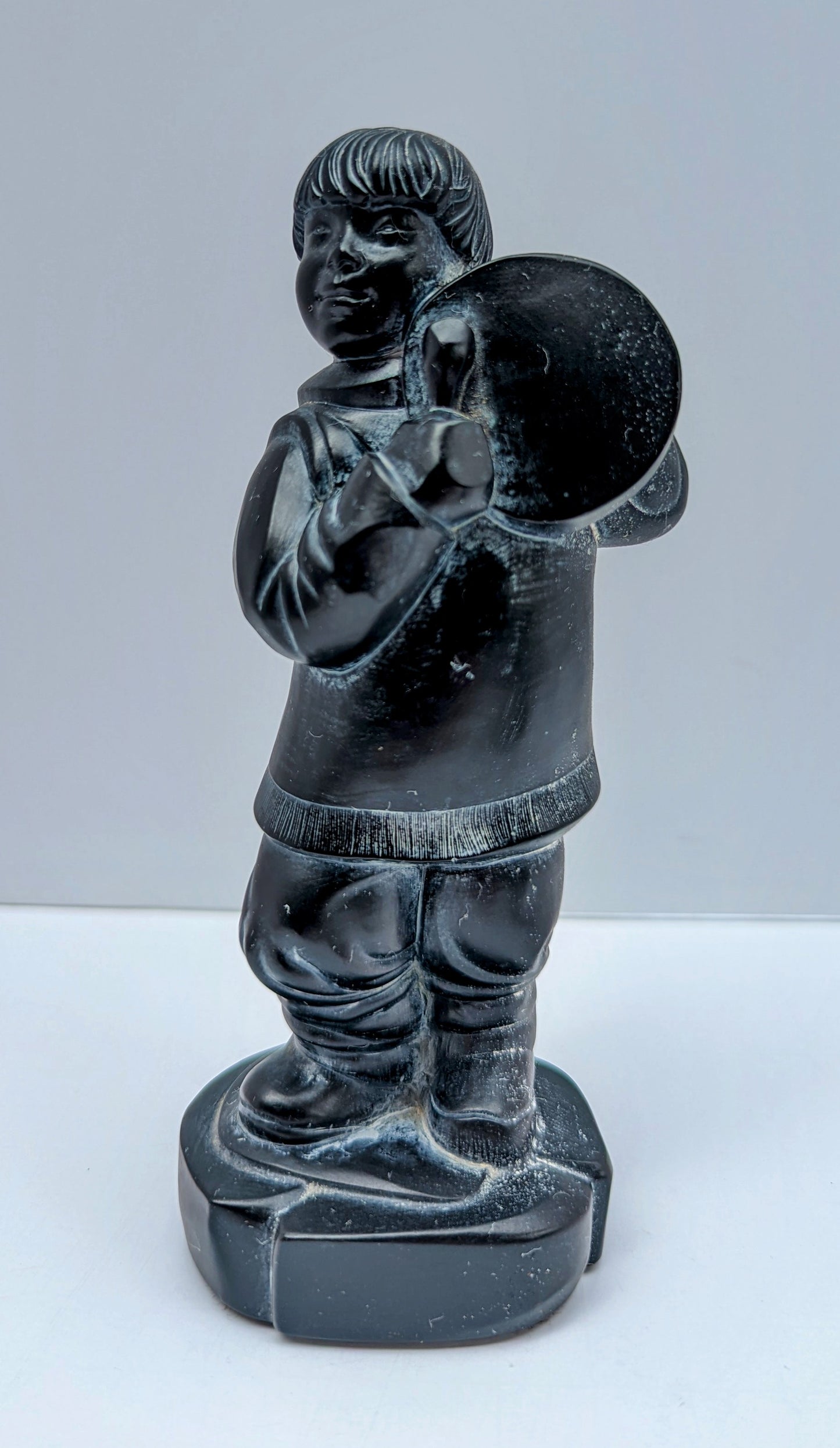 McPhee Black Soapstone Alaskan Inuit Eskimo Boy