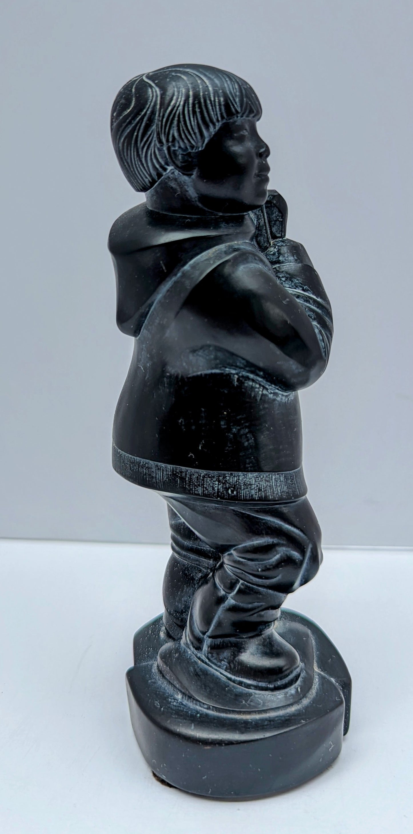 McPhee Black Soapstone Alaskan Inuit Eskimo Boy