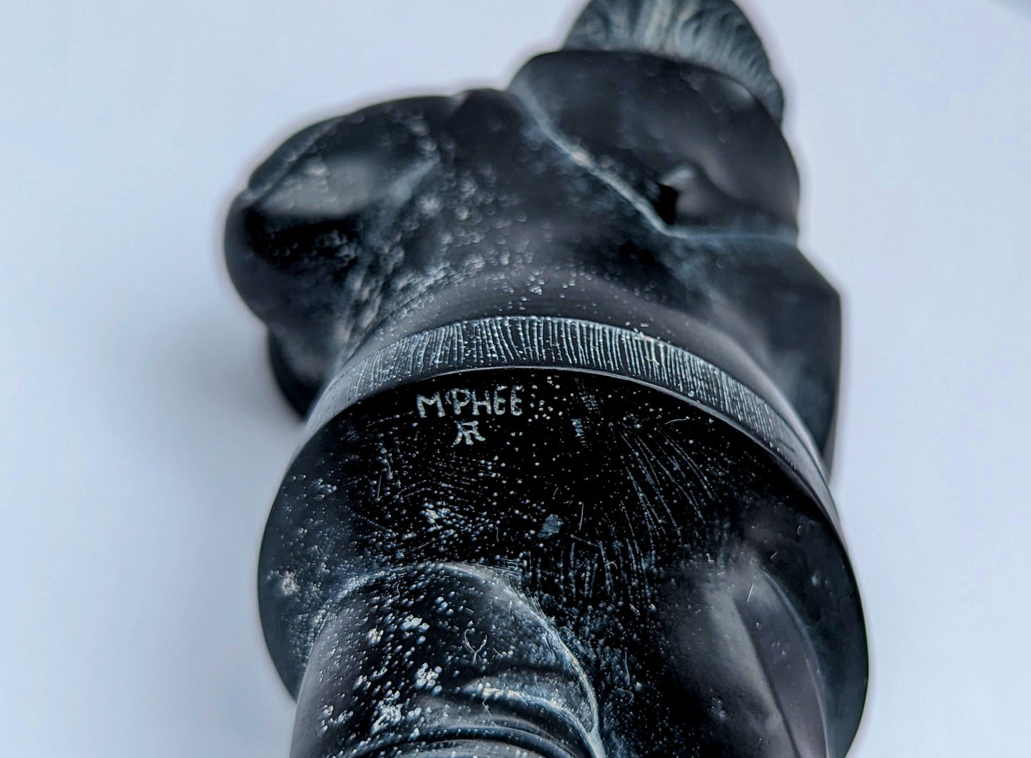 McPhee Black Soapstone Alaskan Inuit Eskimo Boy