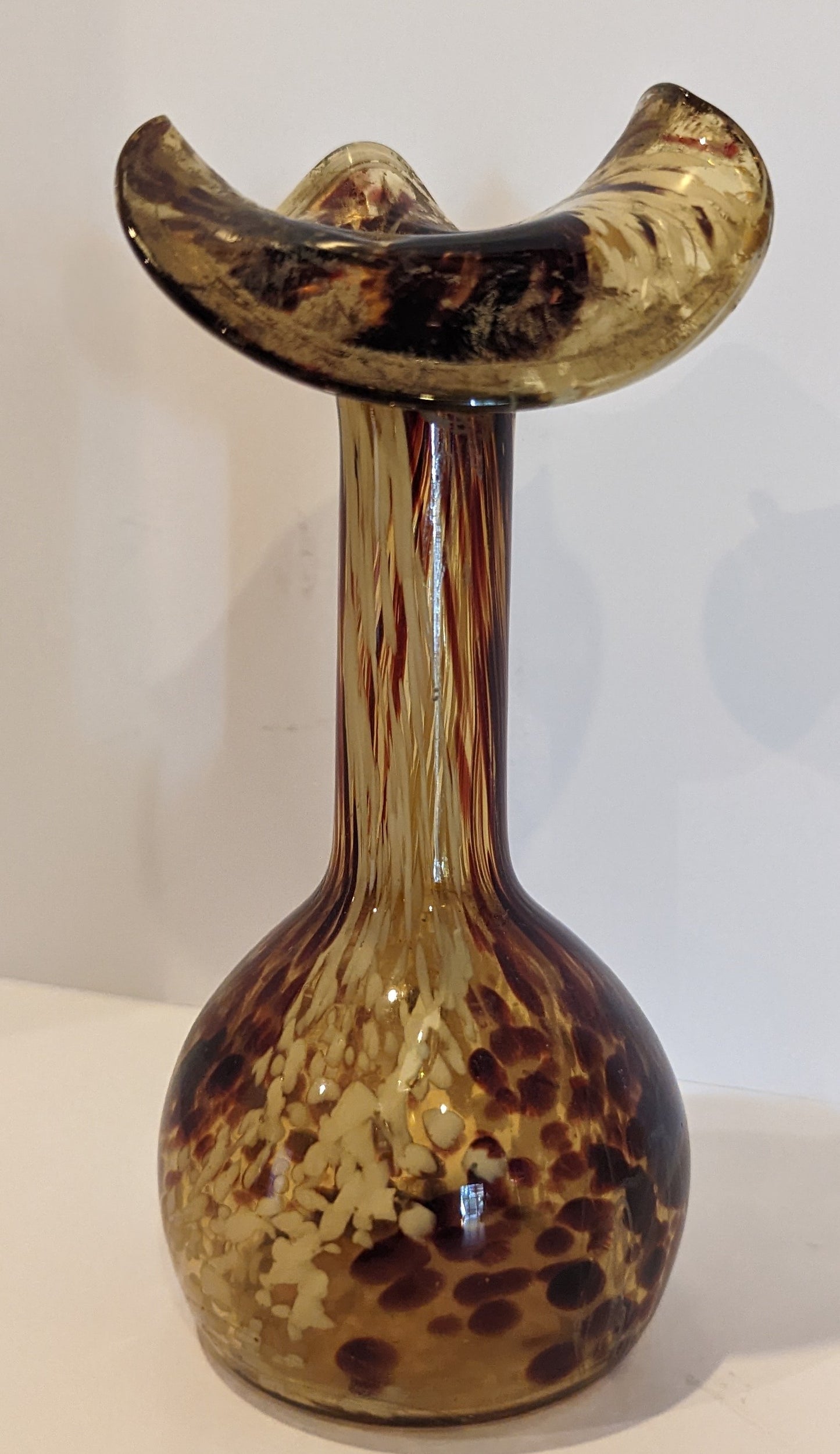 Tortoise Amber Glass Stem Vase
