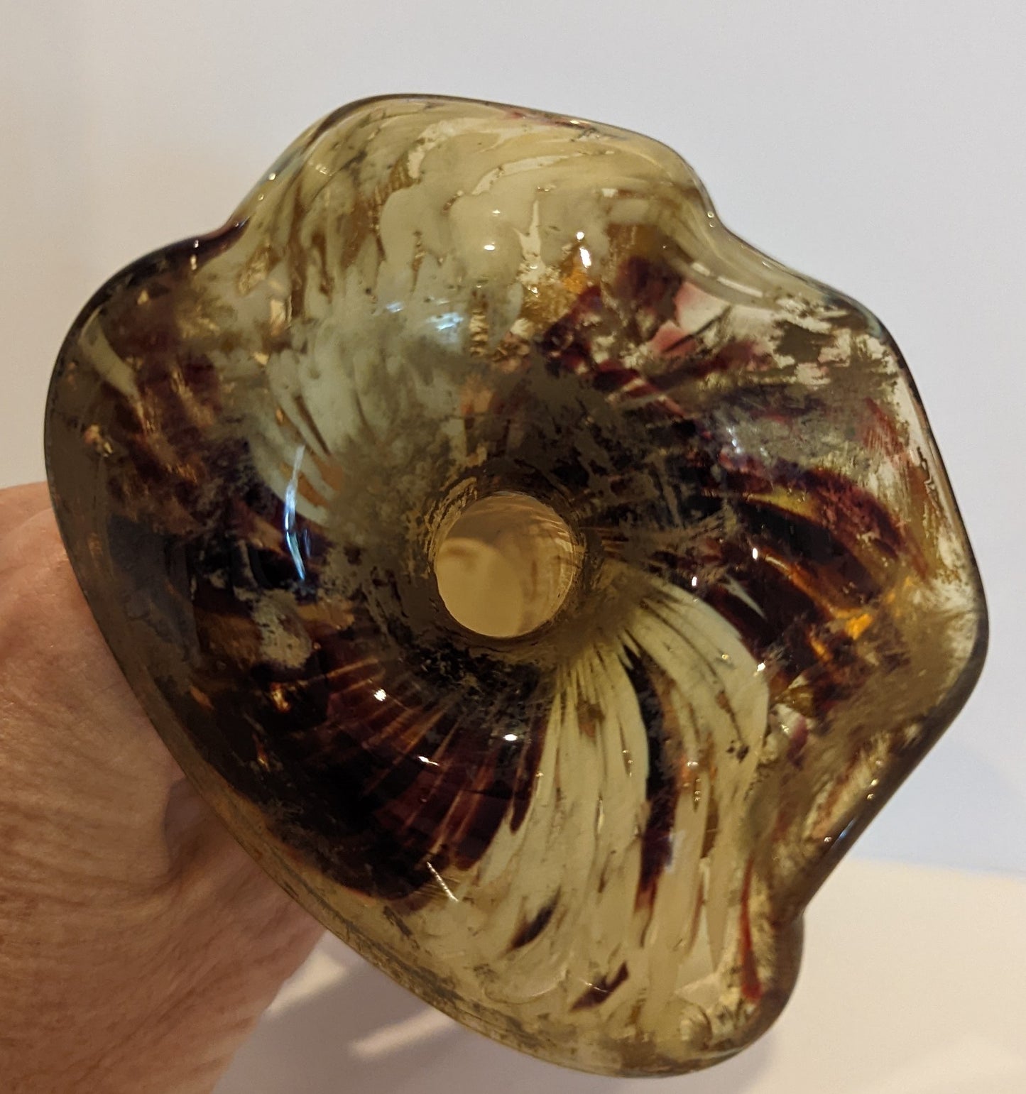Tortoise Amber Glass Stem Vase