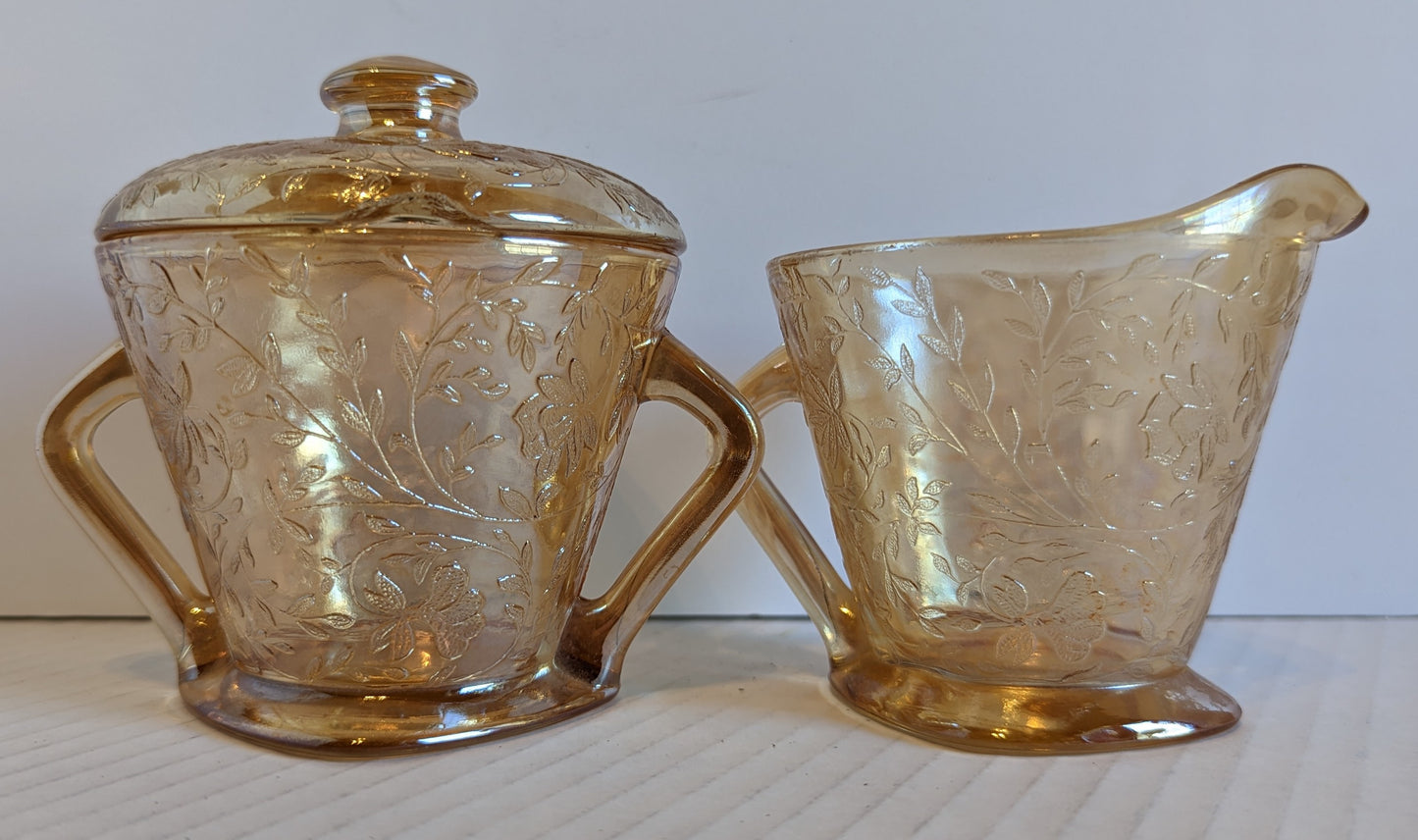 Vintage Jeannette Floragold Louisa Sugar and Creamer Set