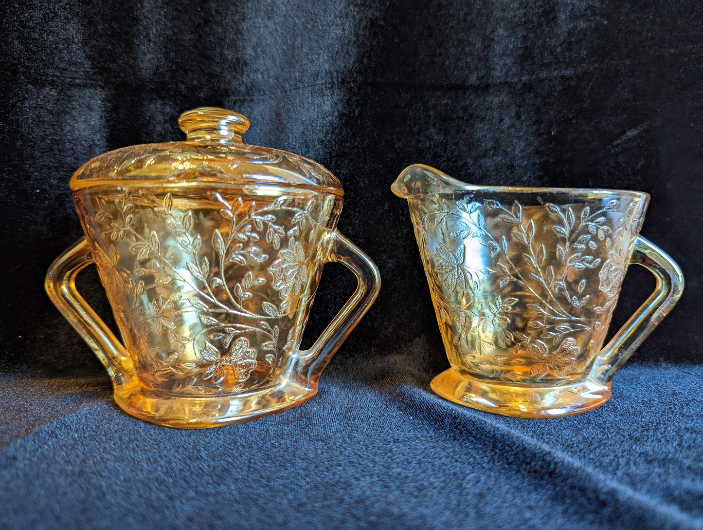 Vintage Jeannette Floragold Louisa Sugar and Creamer Set