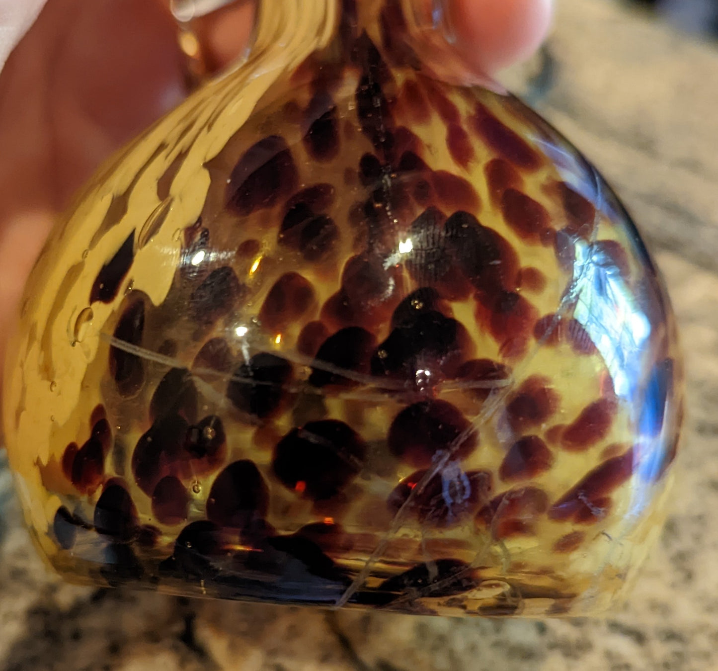 Tortoise Amber Glass Stem Vase