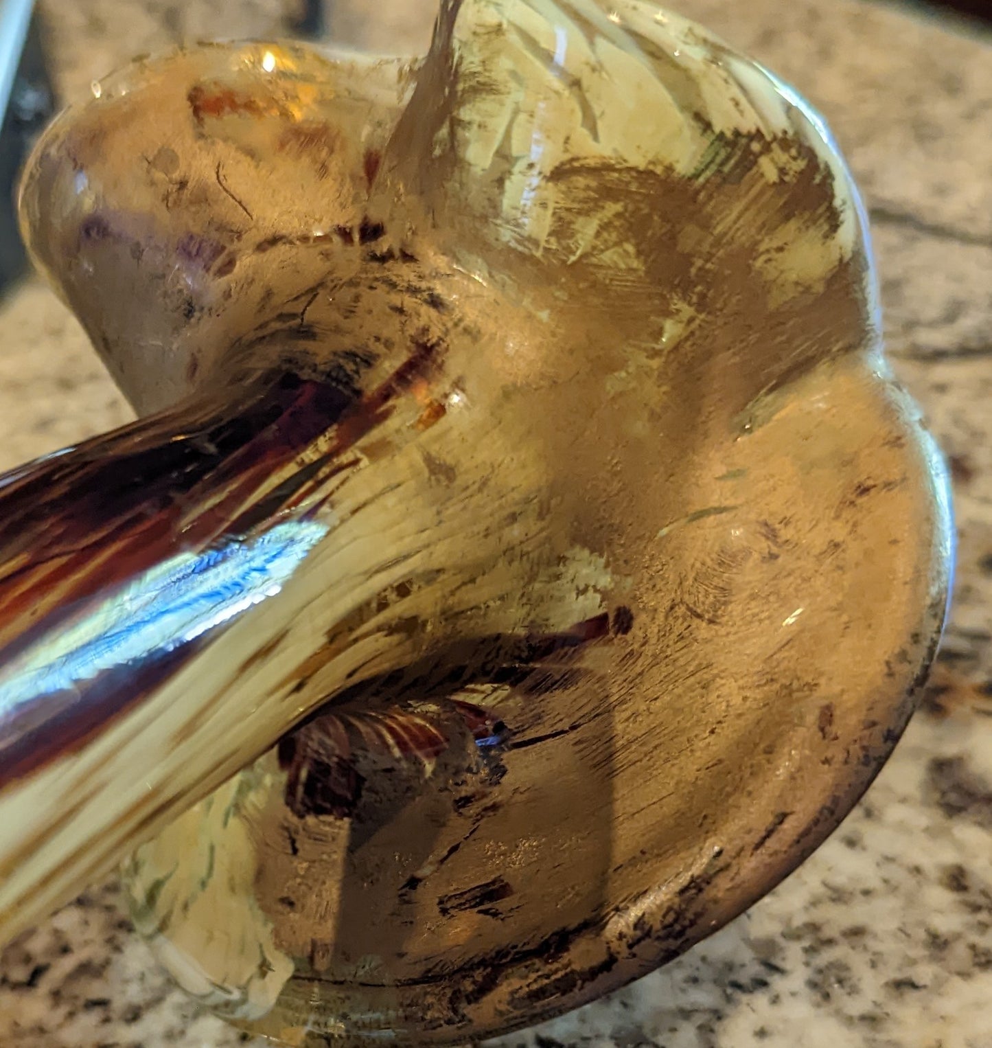 Tortoise Amber Glass Stem Vase