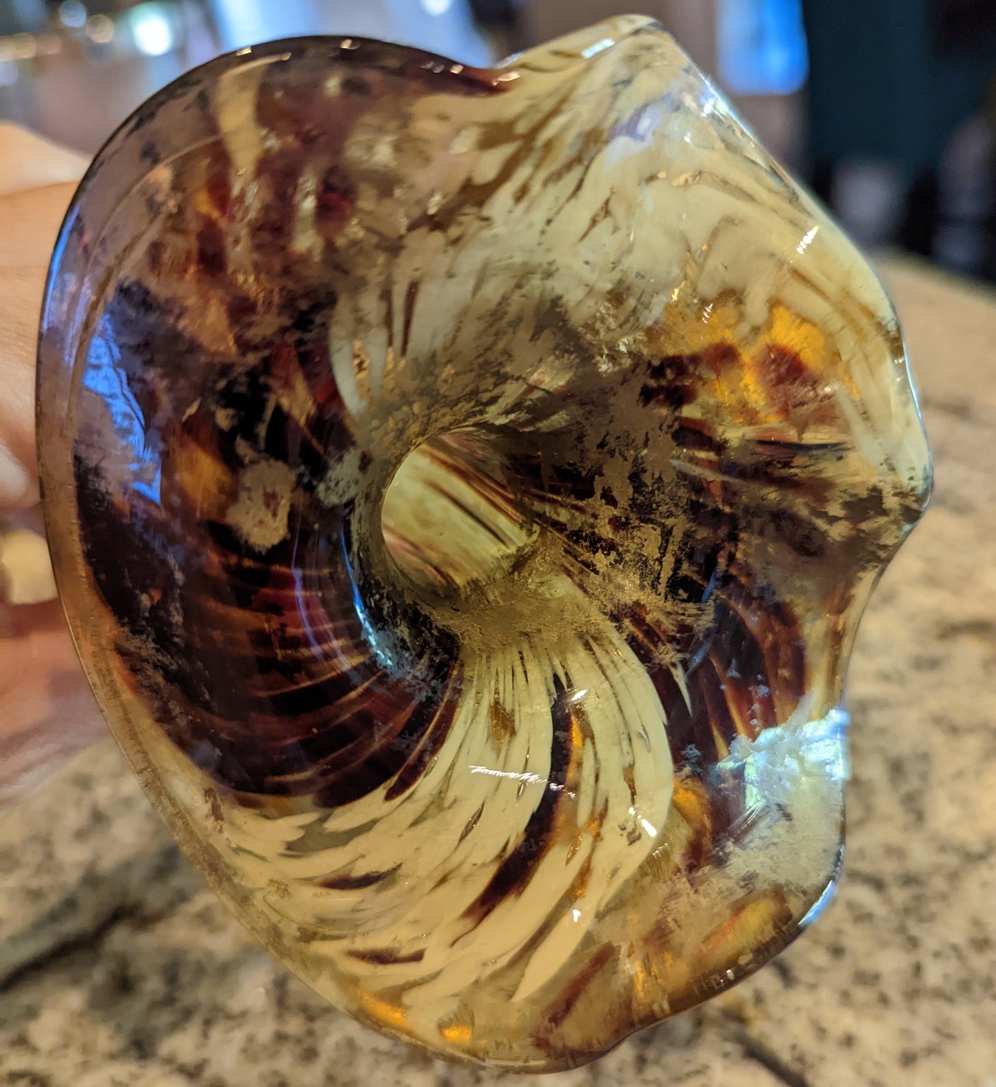 Tortoise Amber Glass Stem Vase