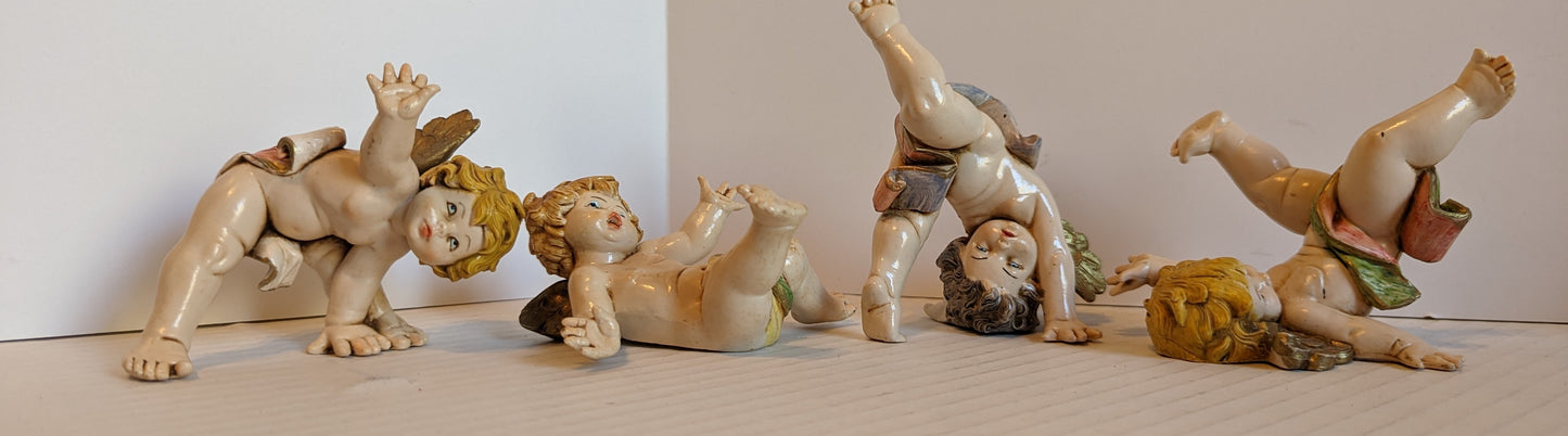 Simonetti, Fontanini, Depose, Italy Tumbling Cherubs, Vintage 1988