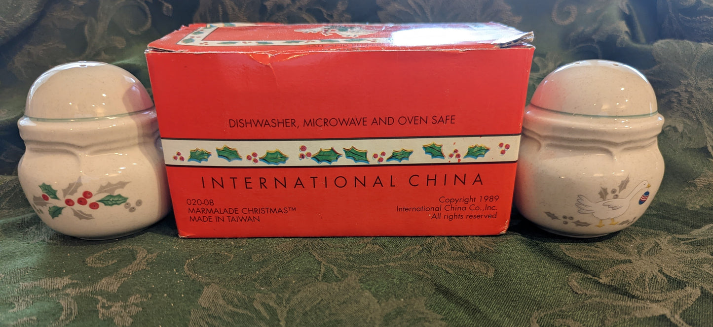 International China Marmalade Christmas Vintage Salt/Pepper Shakers