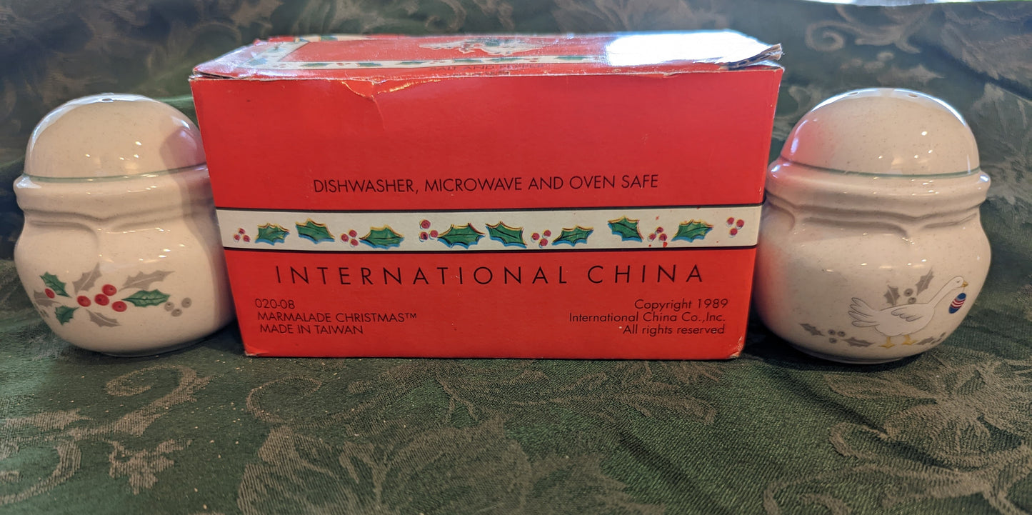 International China Marmalade Christmas Vintage Salt/Pepper Shakers