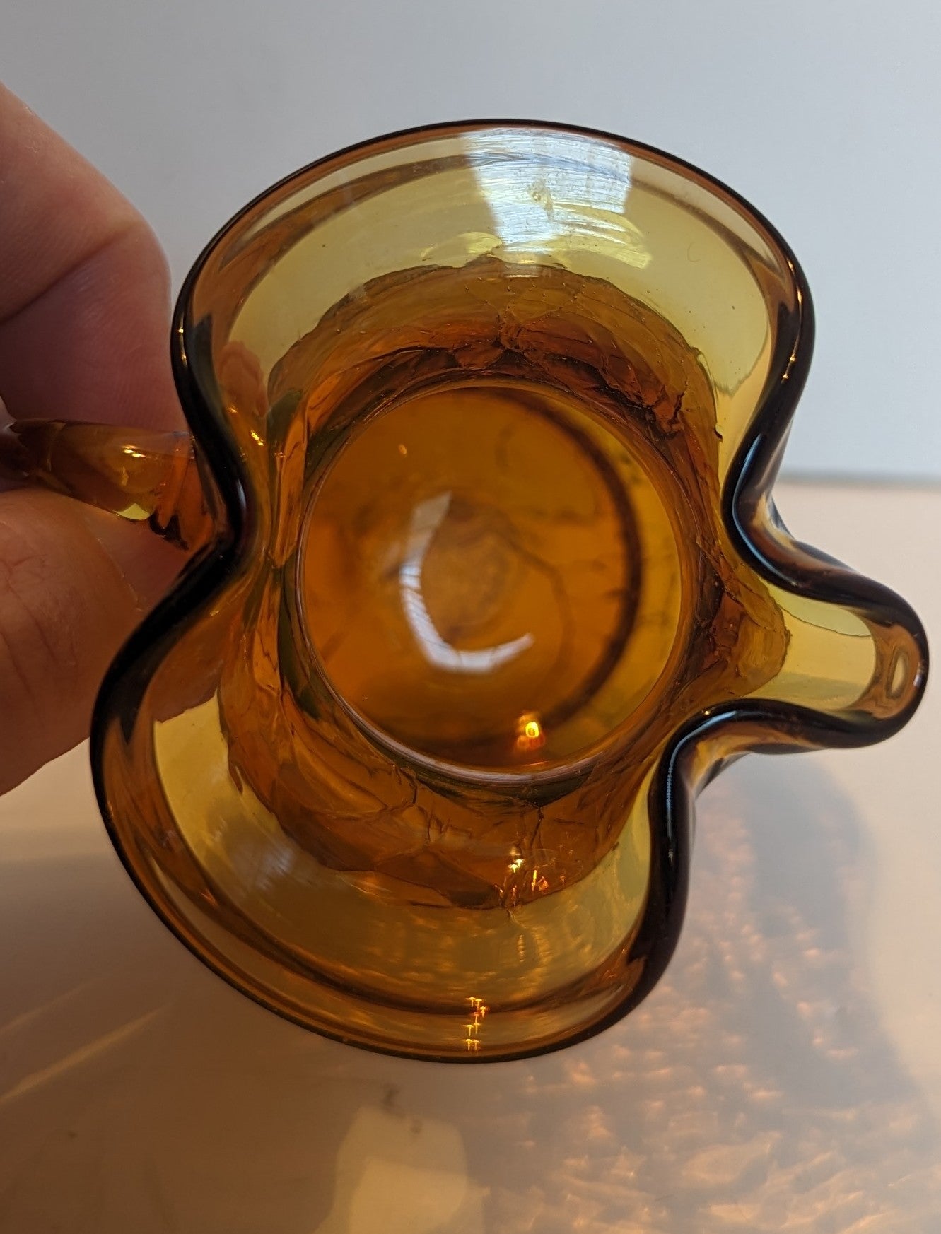 Vintage Amber Crackle Creamer