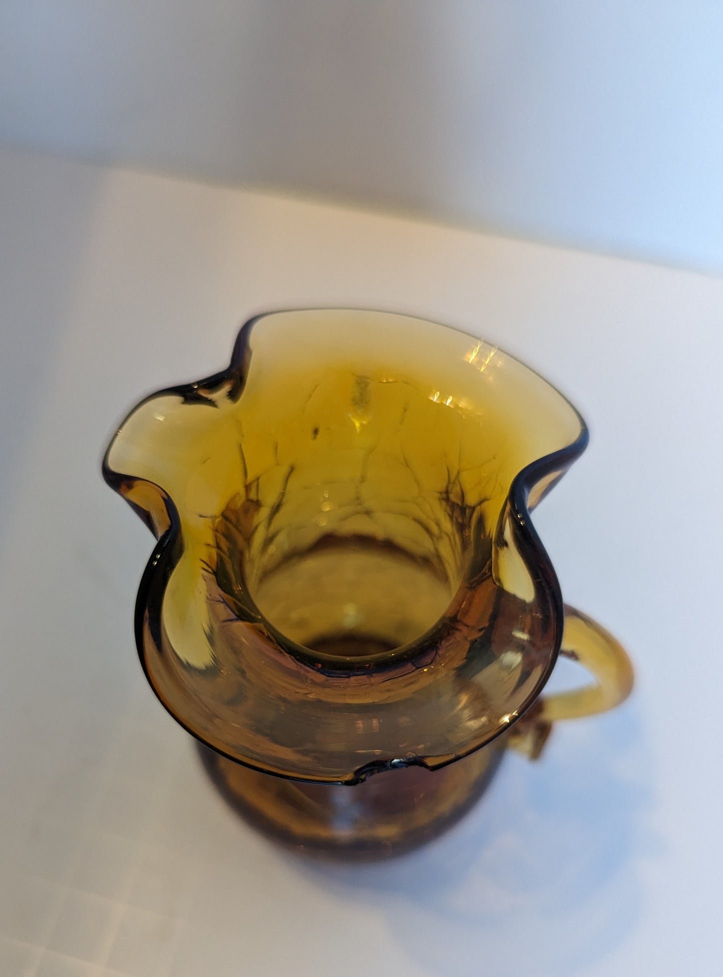 Vintage Amber Crackle Creamer