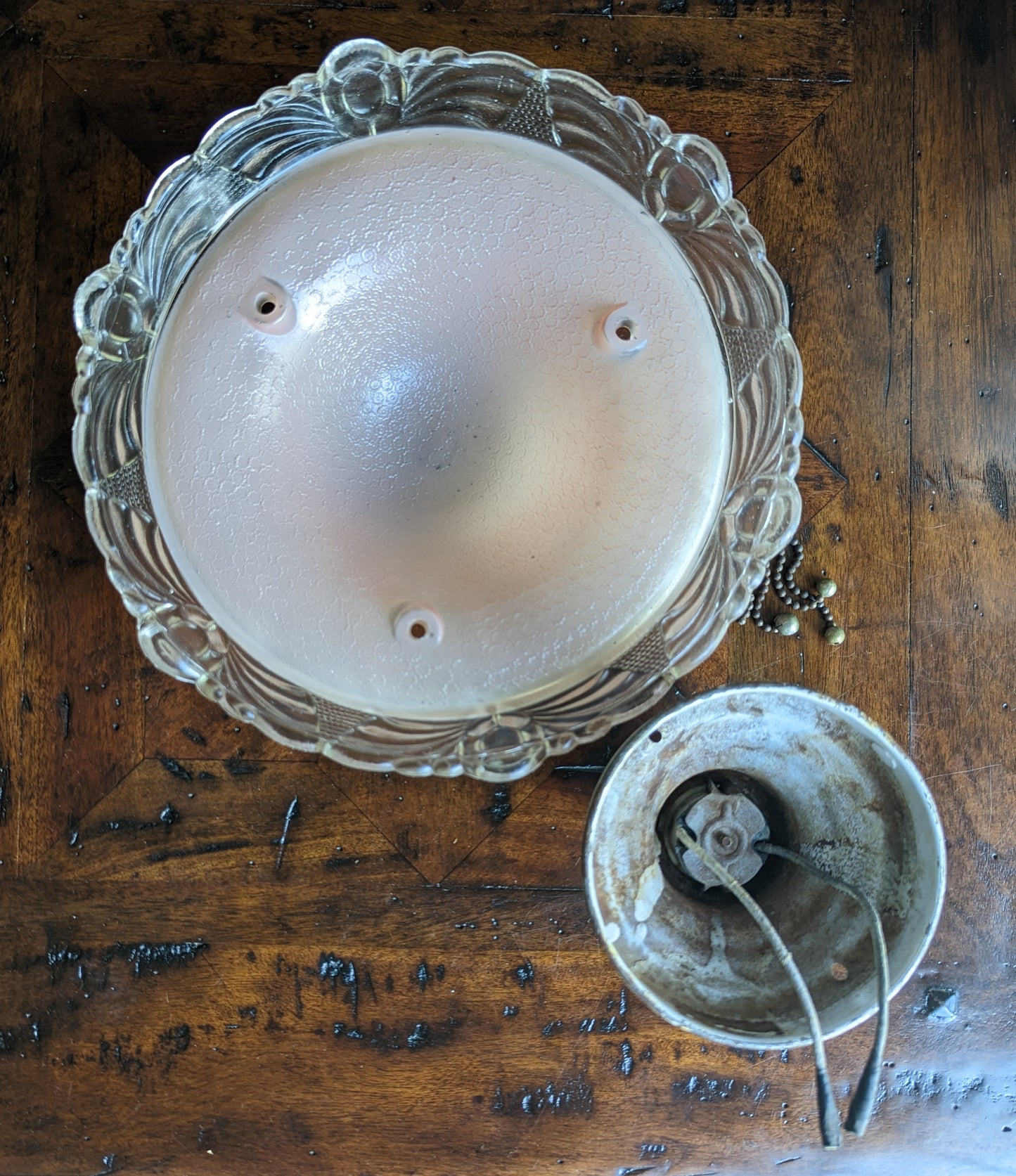 Vintage MCM 1930's Pink Light Fixture