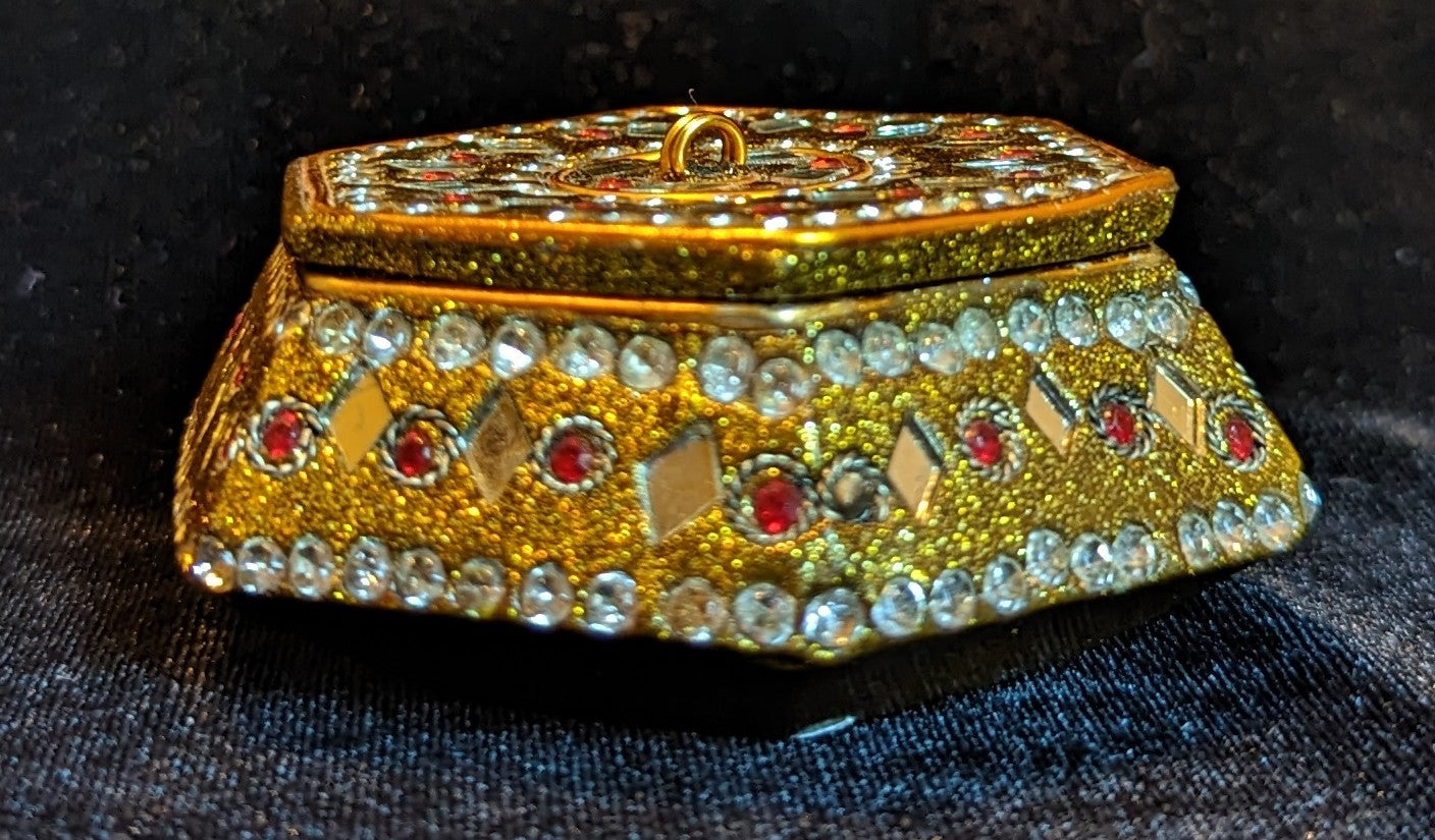 Gold Enameled Indian Mosaic Trinket/Ring Box