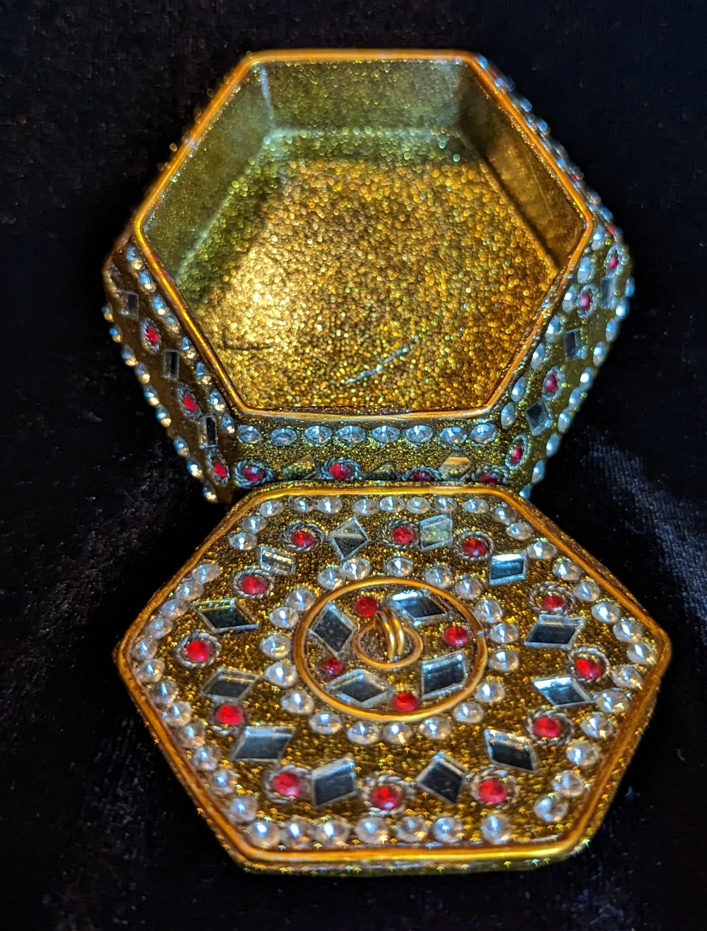 Gold Enameled Indian Mosaic Trinket/Ring Box