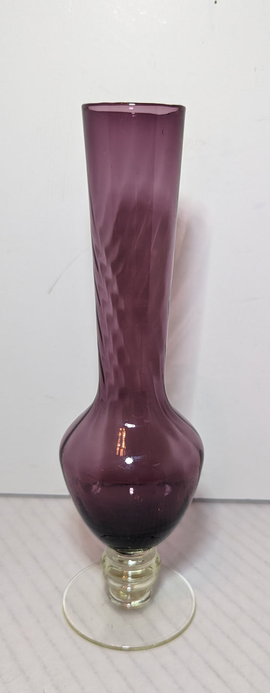 Amethyst Swirl Glass Bud Vase