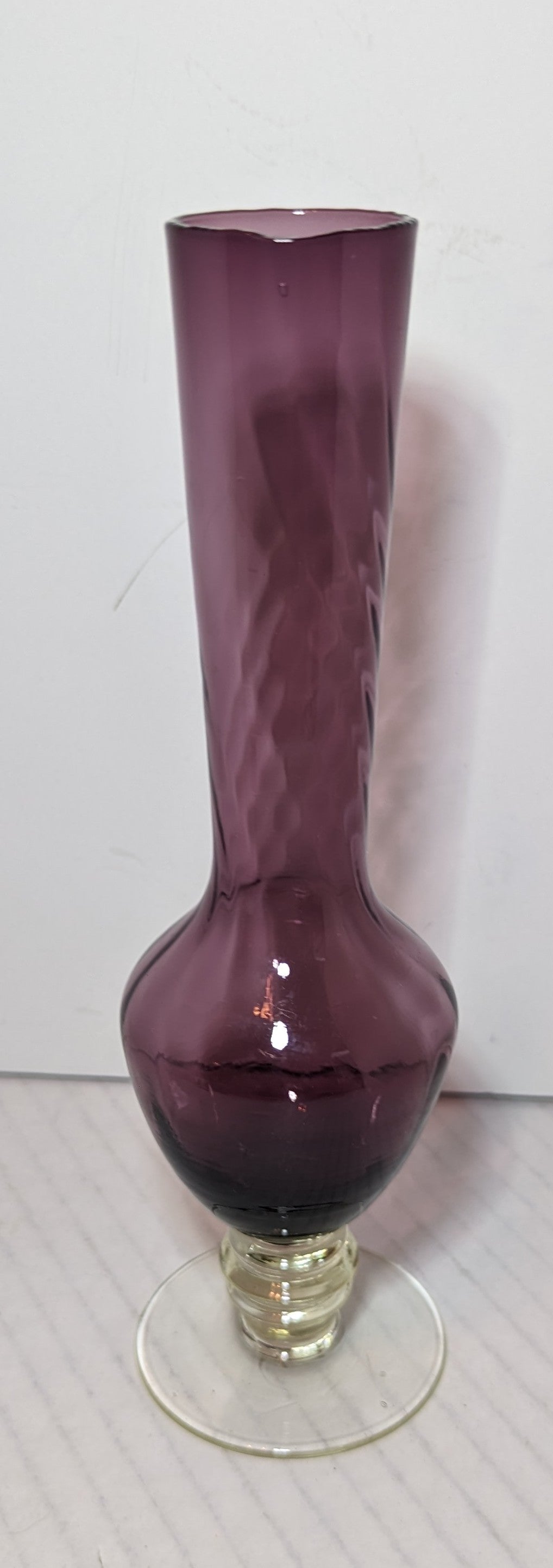 Amethyst Swirl Glass Bud Vase