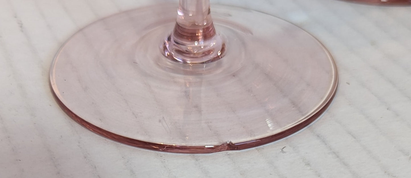 Vintage Murano Amethyst/Pink Stem Glasses (8)